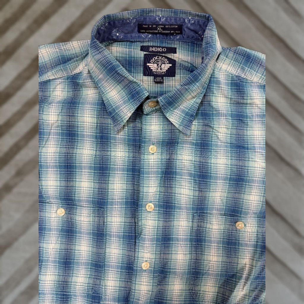 Dockers VINTAGE Dockers Indigo 90s Button-Up Shirt Men XL Blue Plaid Oversized Cotton - Casual, Business, Travel Mens Size US XL / EU 56 / 4 - 1 Thumbnail