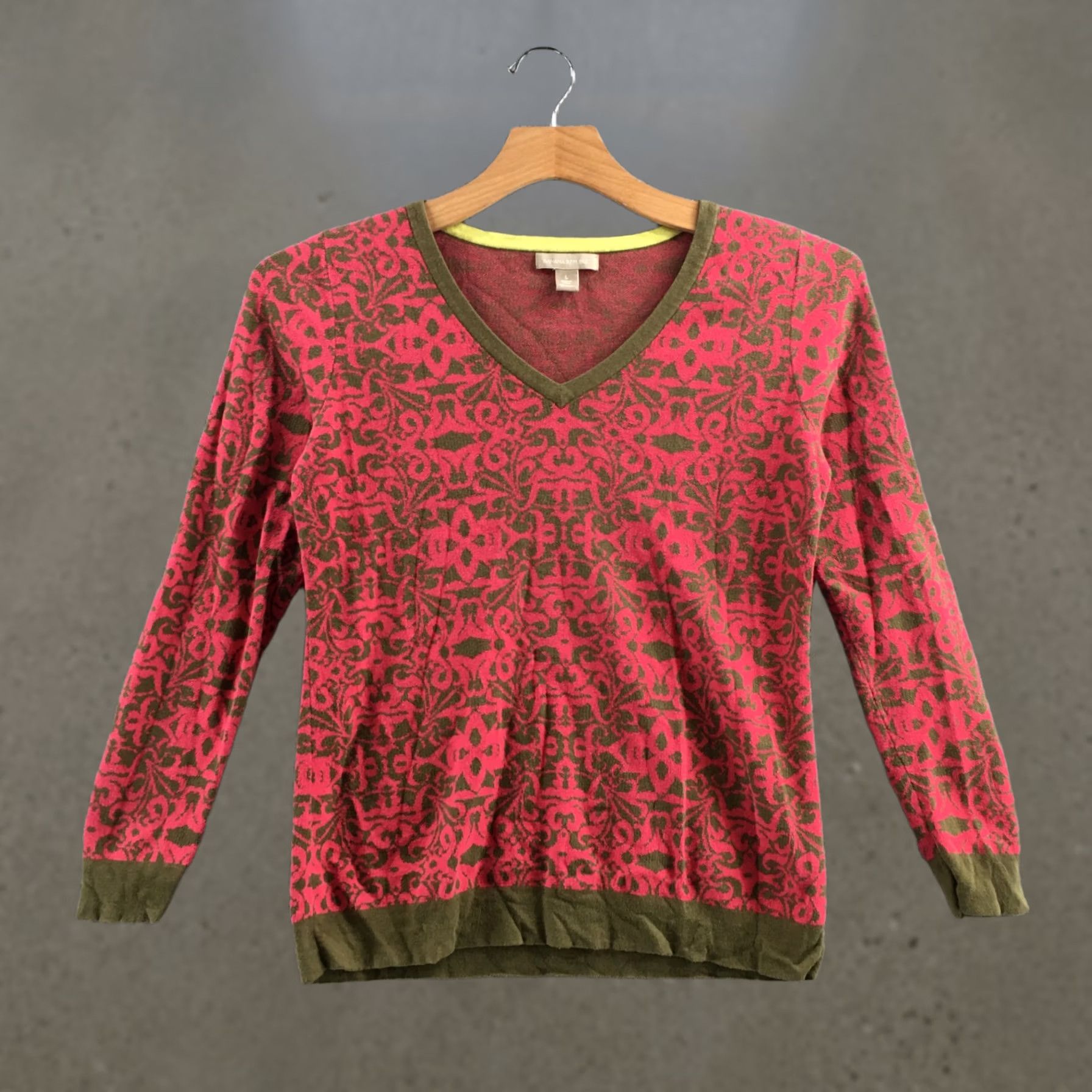 Banana Republic Banana Republic Long Sleeve Sweater Tee Womens L Multicolor V-Neck Pullover Casual Knit Cotton Size L / US 10 / IT 46 - 1 Thumbnail