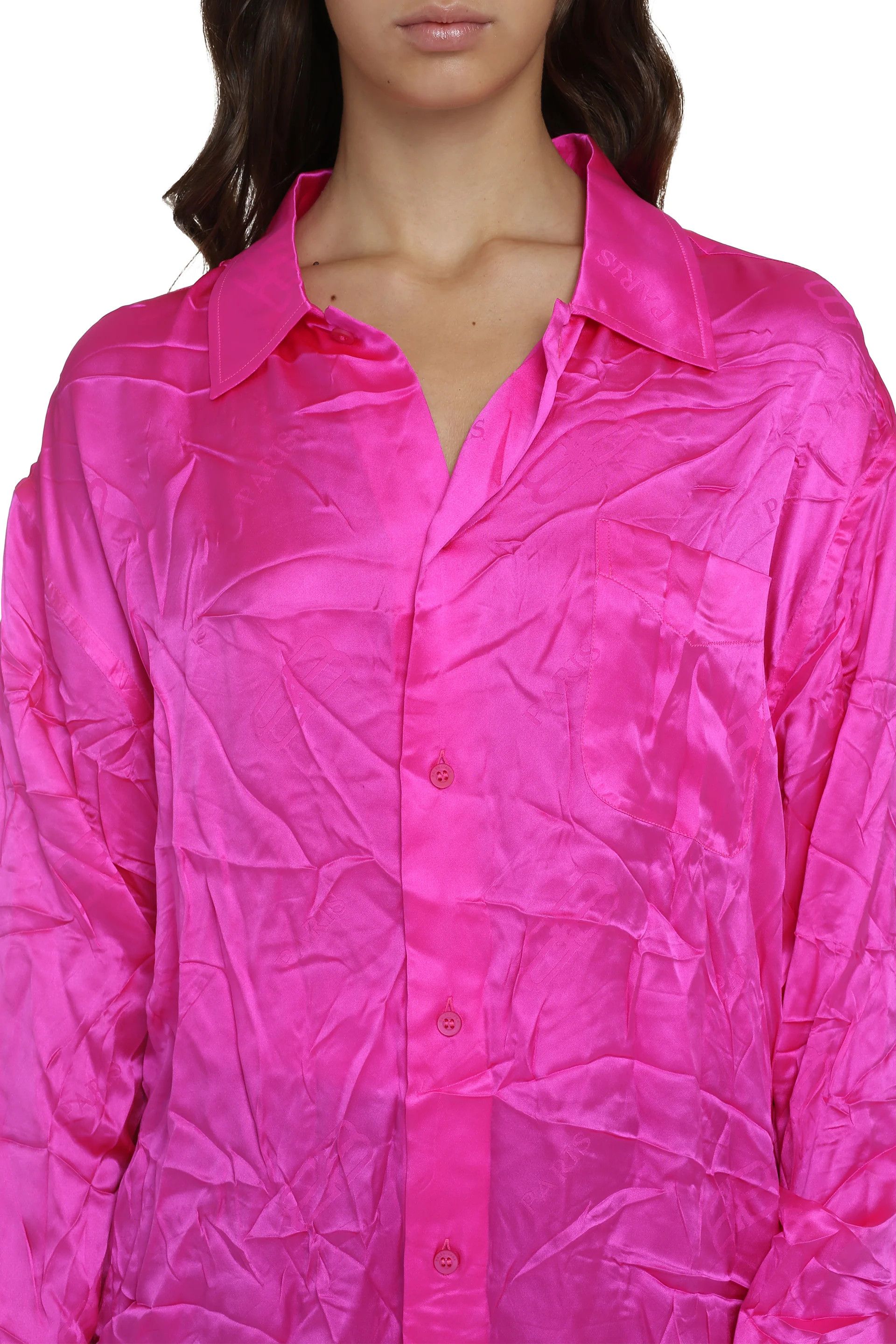Balenciaga o1s1wg110425 Minimal Shirt in Fuchsia Size XL / US 12-14 / IT 48-50 - 5 Thumbnail