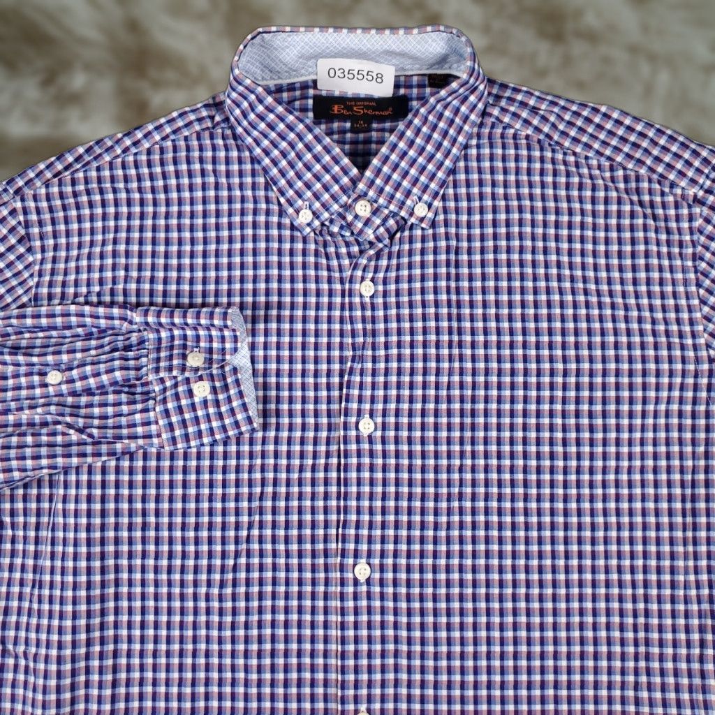 Ben Sherman Ben Sherman Shirt Mens Large Blue Purple Check Button Up Long Sleeve Size US L / EU 52-54 / 3 - 1 Thumbnail
