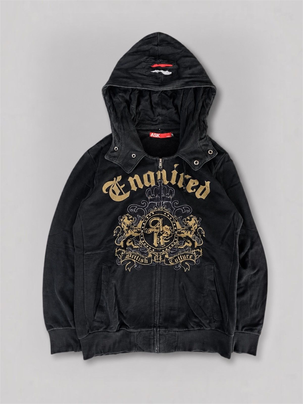 Japanese Brand Ask Enquired Mask Hoodie Distressed Poem Gothic Zip Jacket Size US L / EU 52-54 / 3 - 1 Thumbnail