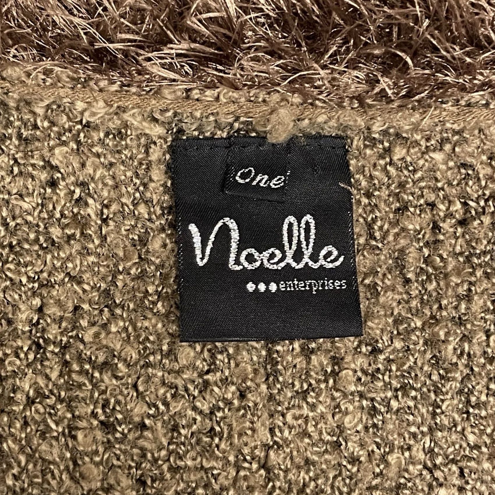 Vintage Noelle Women Cardigan Sweater OS Brown Linen Cashmere Blend Faux Fur Trim Open Front Size ONE SIZE - 4 Thumbnail