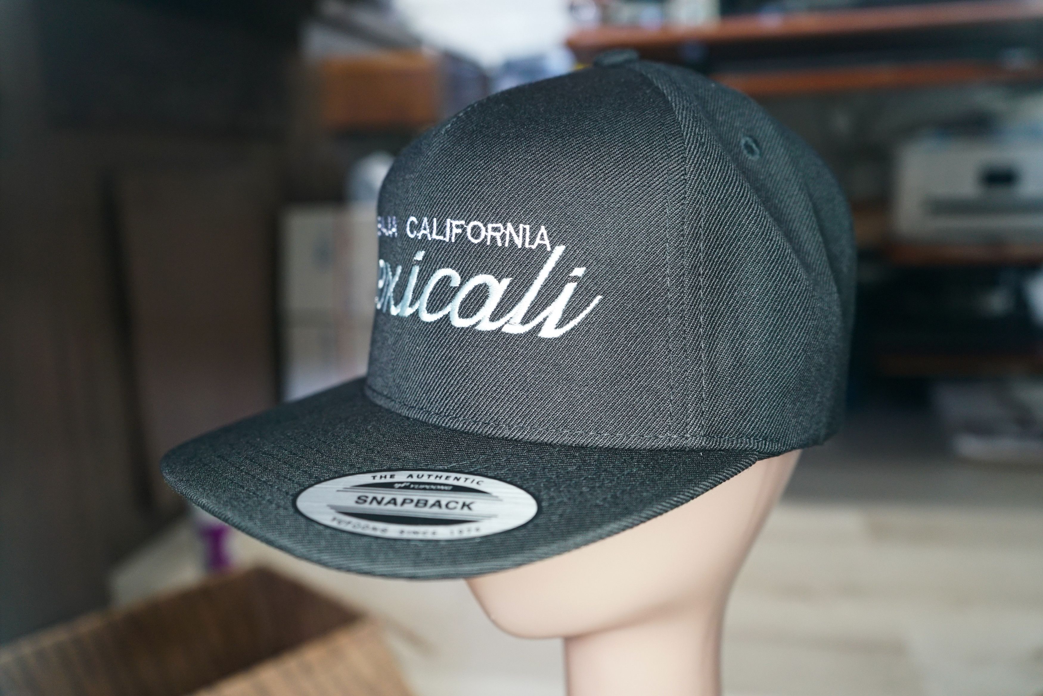 Handmade Baja California Mexicali Retro Script Style Snapback Hat Size ONE SIZE - 4 Thumbnail