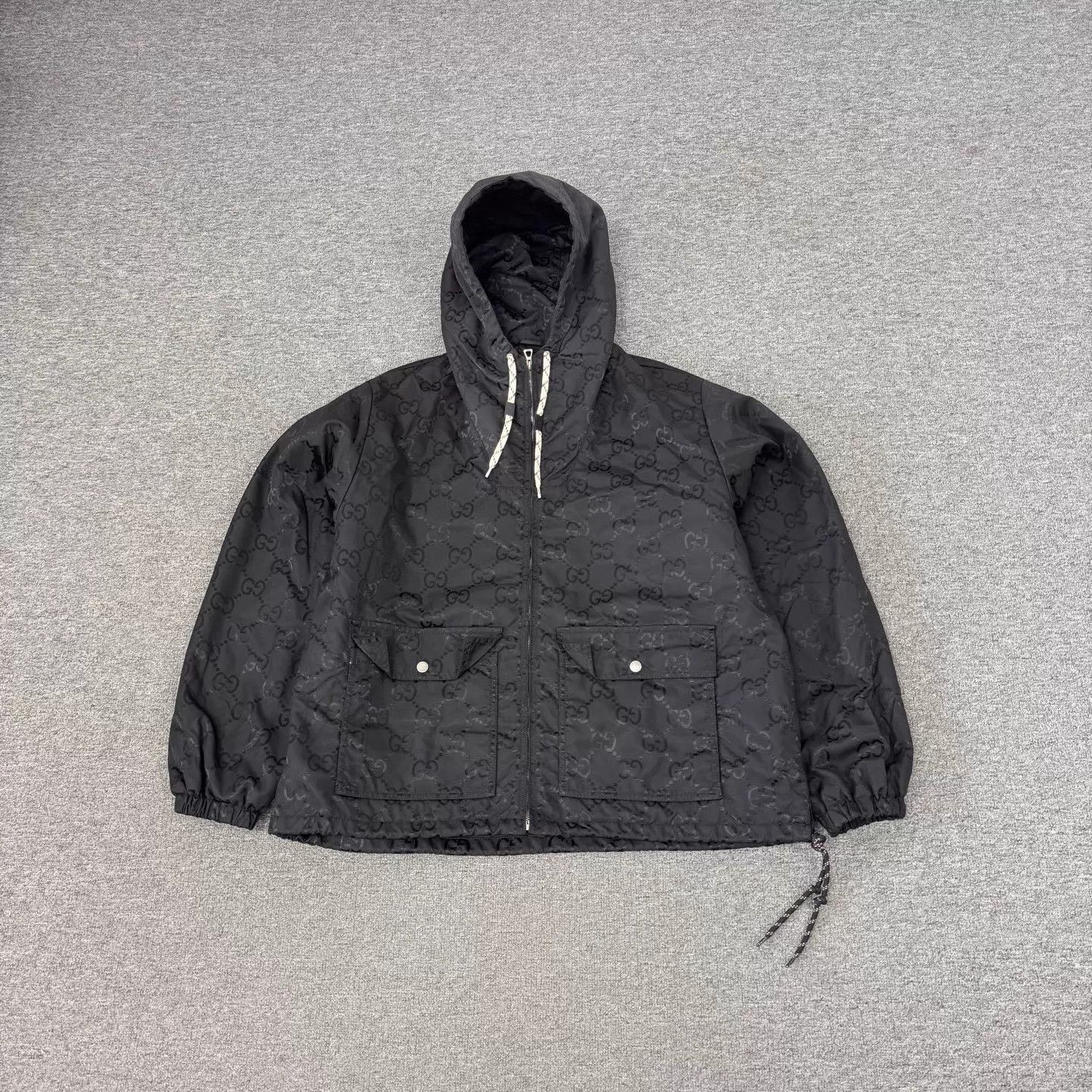 Gucci Black Patterned Hooded Light Jacket Size US M / EU 48-50 / 2 - 1 Thumbnail