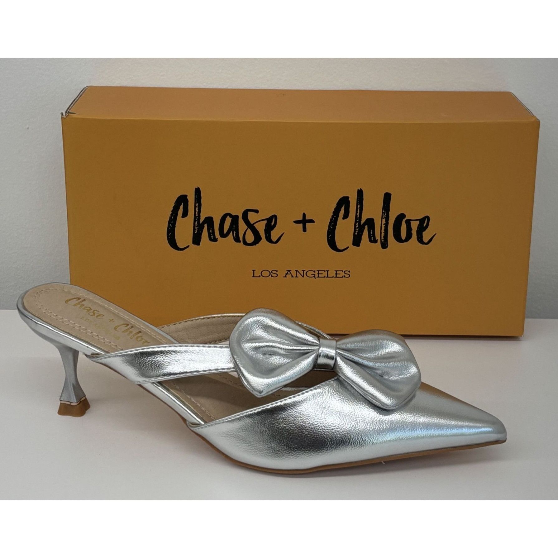 Other CHASE + CHLOE / Idra-3 / Silver / Pointed / Toe Mule Heels / Size US 10 / IT 40 - 8 Thumbnail