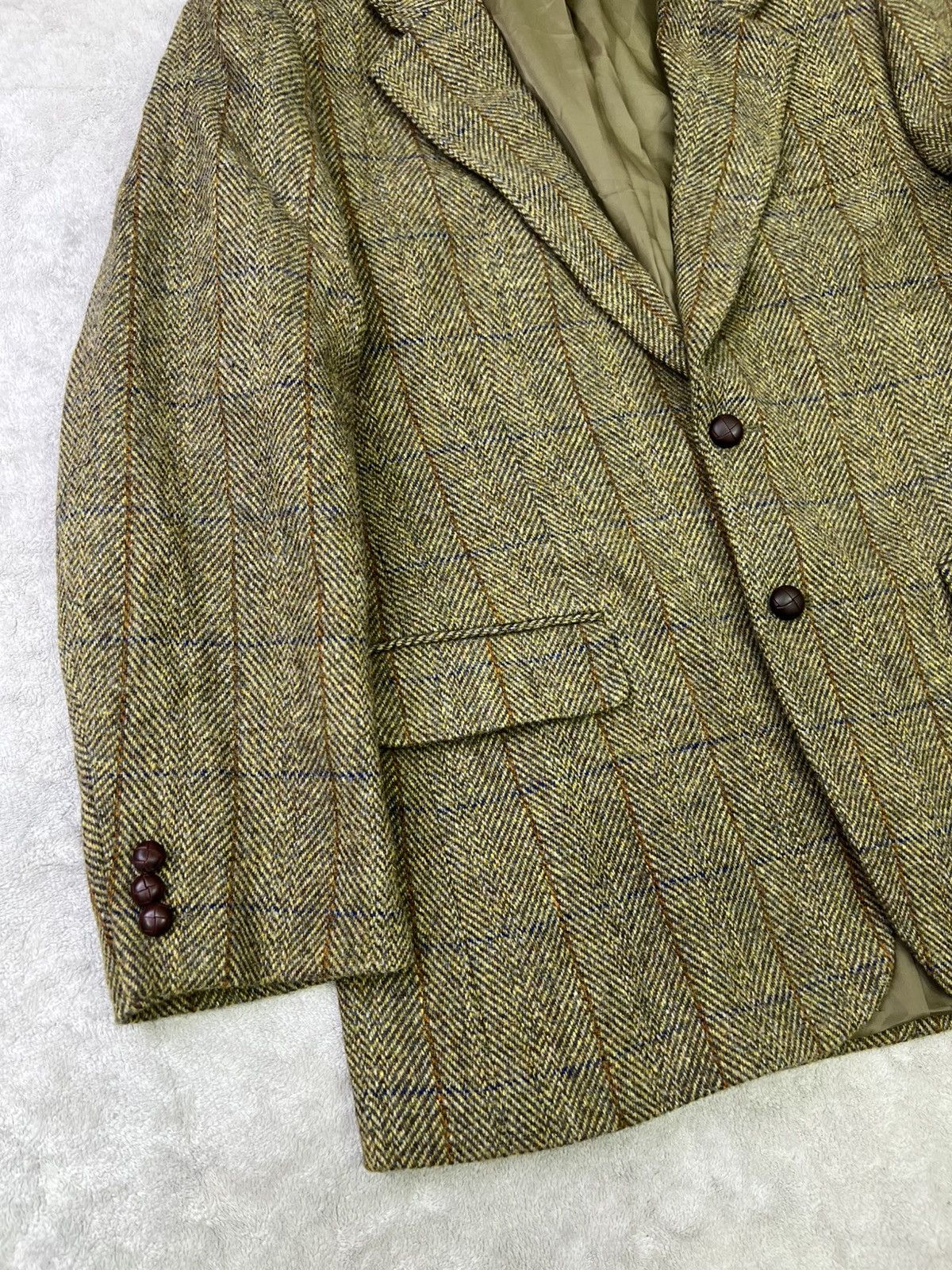 Harris Tweed Vintage Harris Tweed Wool Blazer 42R Olive Herringbone Size 42R - 4 Thumbnail