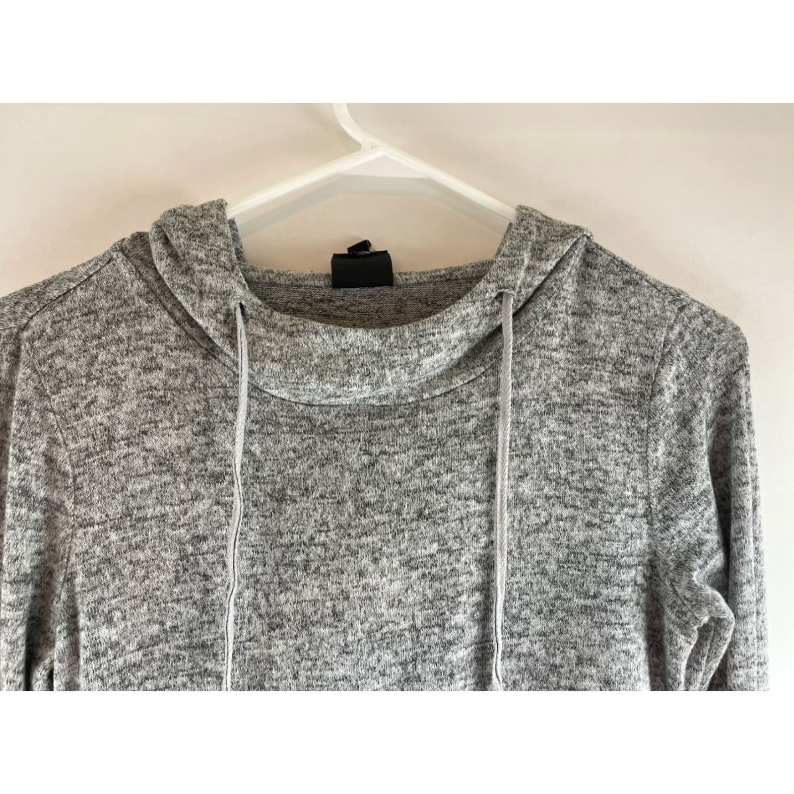 Vintage Bobeau Sweater Women's XS Gray Noise Hooded Cowl Neck Drawstring Long Sleeve Pullover Size XS / US 0-2 / IT 36-38 - 3 Thumbnail