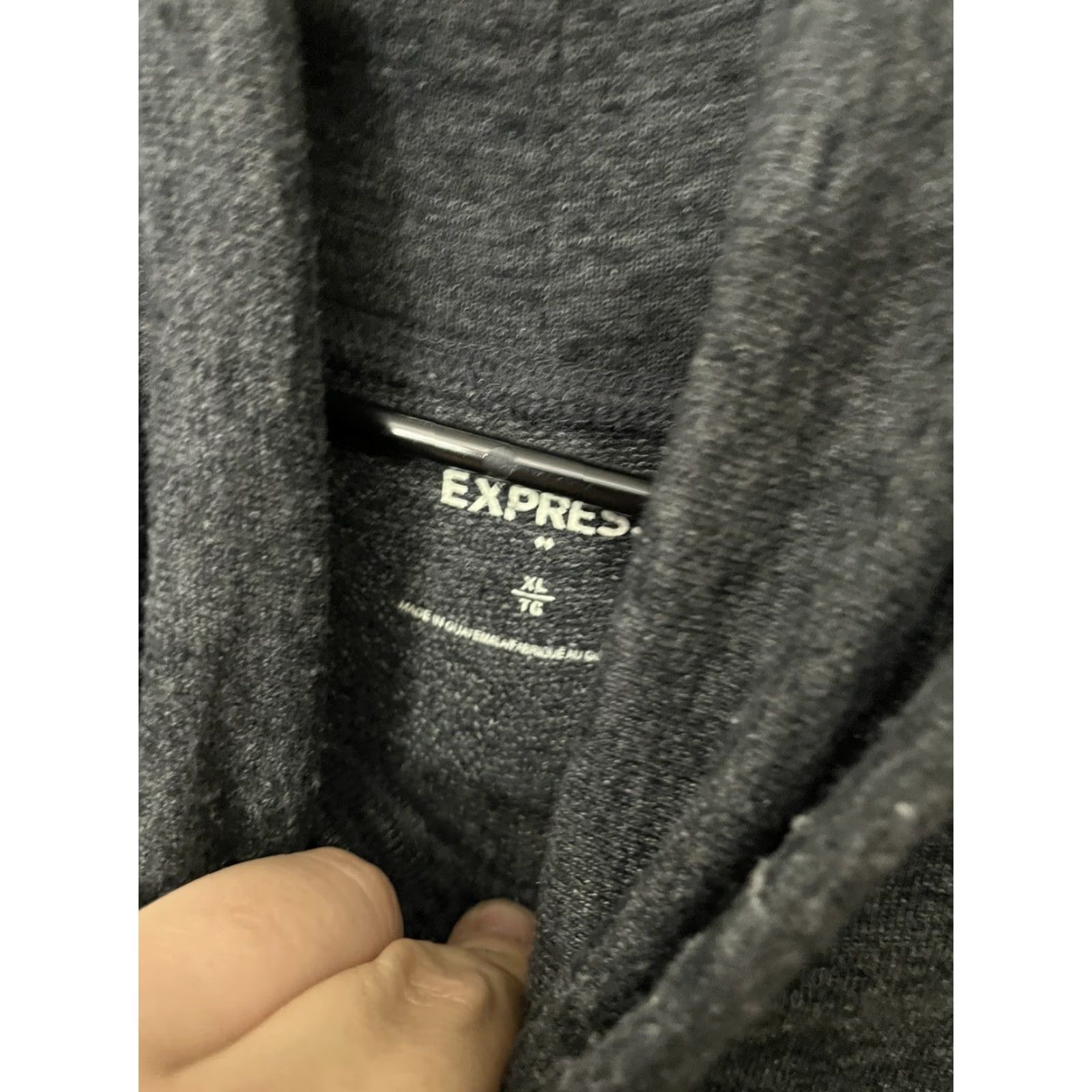 Express VINTAGE Express Charcoal Gray Knit Cowlneck Hoodie Drawstring Long Sleeve Sweater XL レディース Size XL / US 12-14 / IT 48-50 - 3 Thumbnail