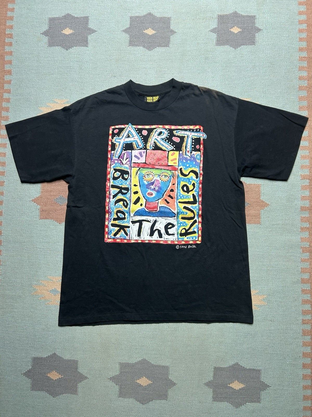 Vintage Vtg 90s t shirt Fred Babb abstract art break the rules XL Size US XL / EU 56 / 4 - 1 Thumbnail