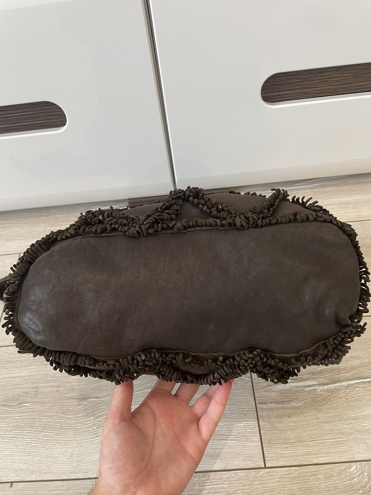 Leather × Vintage Errelleventidue Large Brown Fringed Made In Italy Size ONE SIZE - 7 Thumbnail