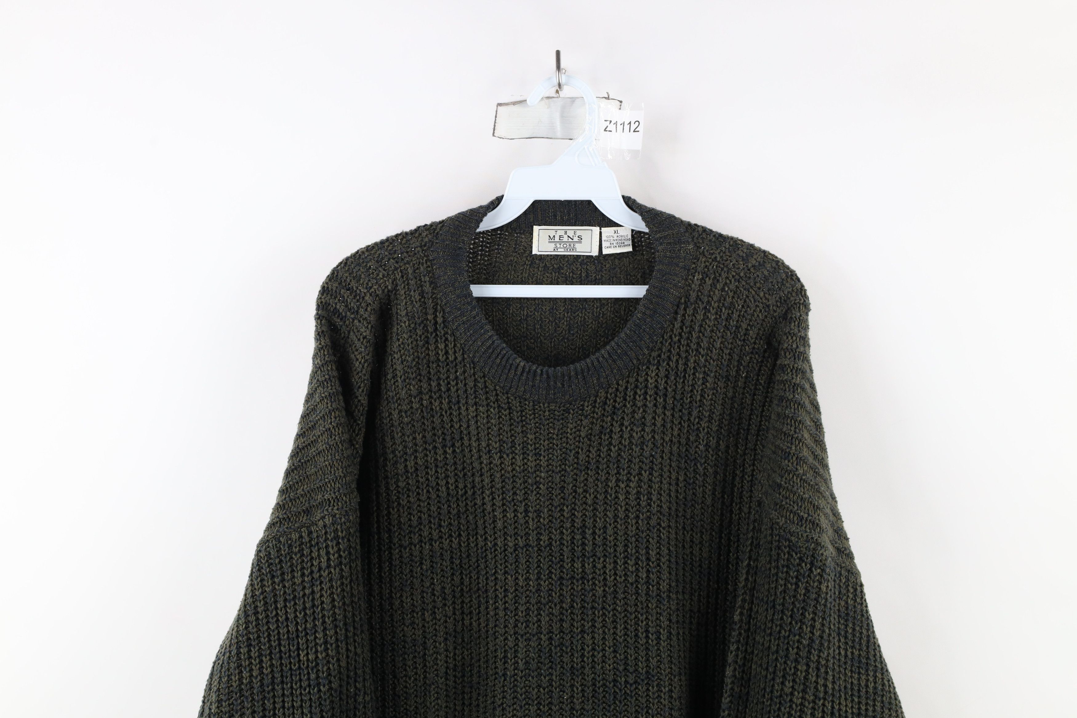 Vintage Vintage 90s Streetwear Ribbed Knit Crewneck Sweater Green Size US XL / EU 56 / 4 - 2 Thumbnail