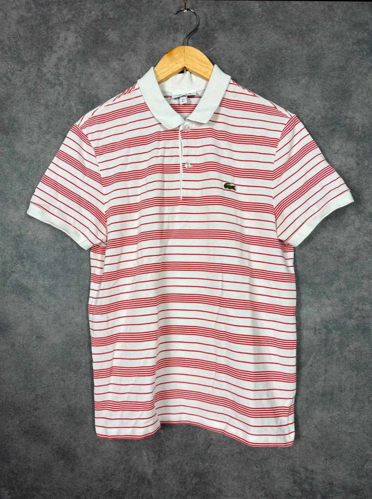 Lacoste Lacoste Women Polo Shirt White Red Stripes Logo Size L / US 10 / IT 46 - 1 Thumbnail