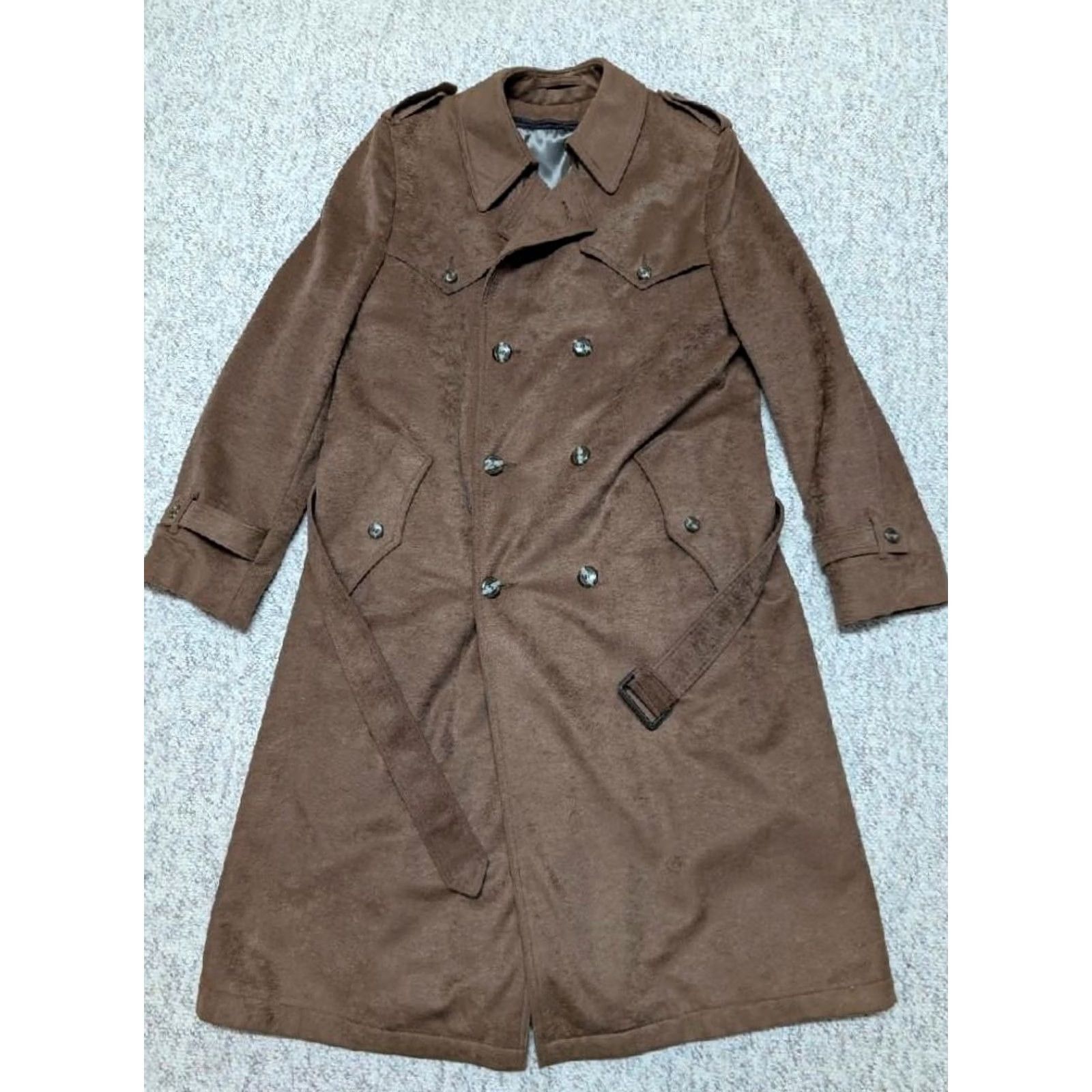 Velvet VINTAGE John Weitz Trench Coat - velvet belted brown 40L - long overcoat - Mens Size US S / EU 44-46 / 1 - 6 Thumbnail