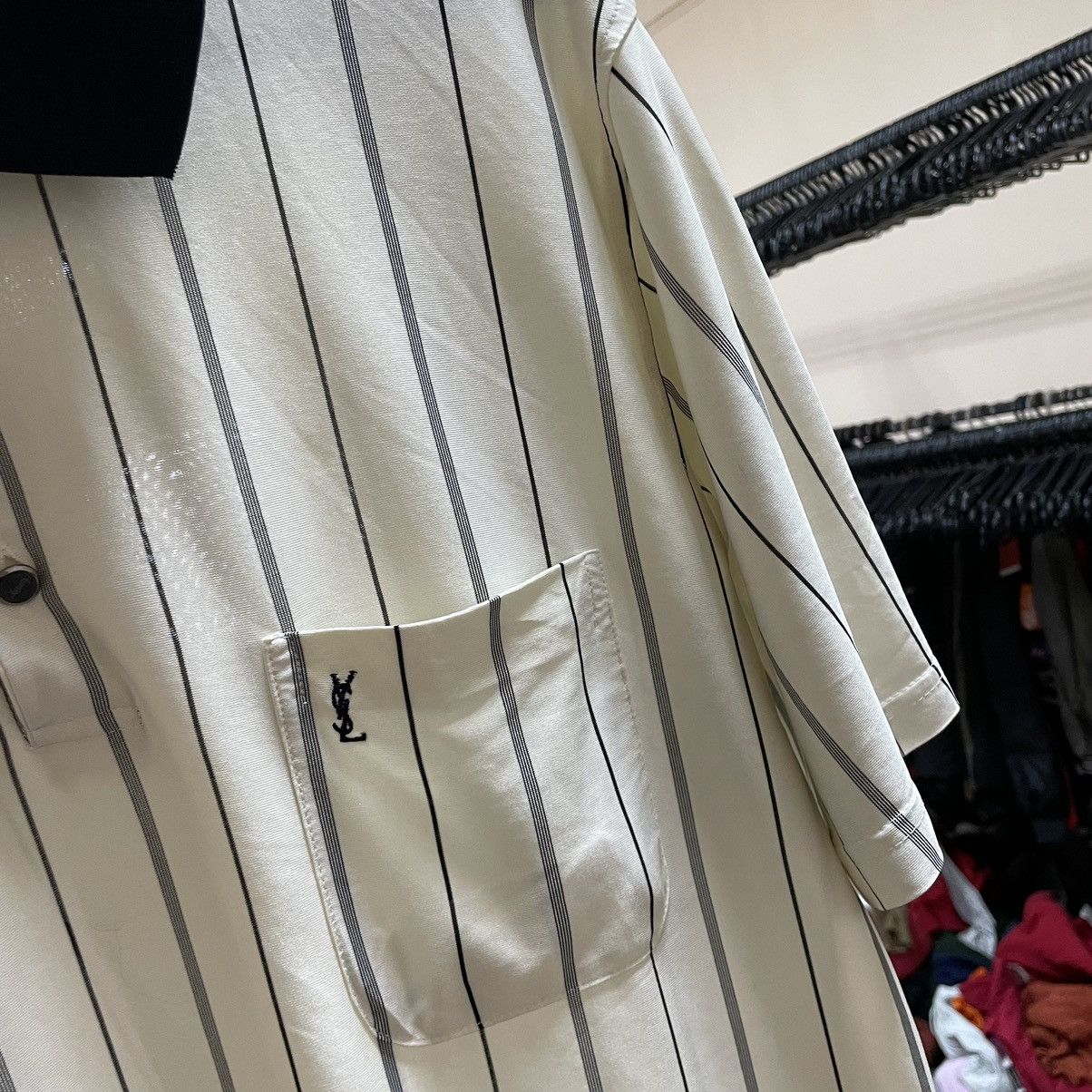 If Six Was Nine × Vintage 90s YSL Silk Polo Shirt tee yves saint laurent old money Size US L / EU 52-54 / 3 - 2 Thumbnail