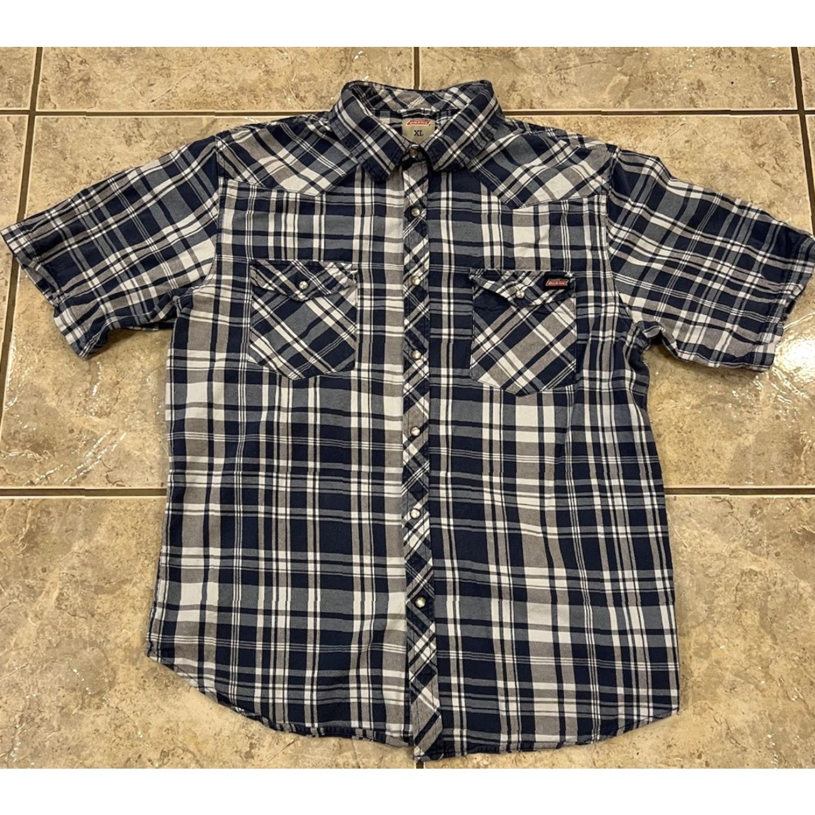Dickies VINTAGE Dickies Western Pearl Snap Plaid Short Sleeve Cowboy Shirt Heavy Mens Medium Blue Size US M / EU 48-50 / 2 - 2 Thumbnail