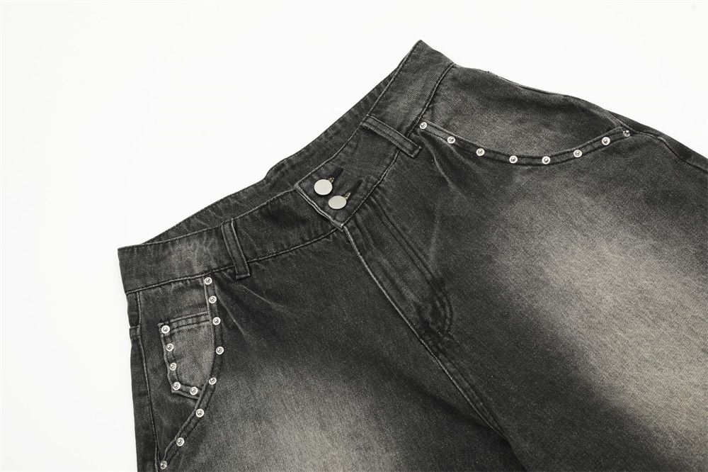 Japanese Brand × Jean Men's high street rivet cargo contrast loose denim shorts Size US 32 / EU 48 - 4 Thumbnail