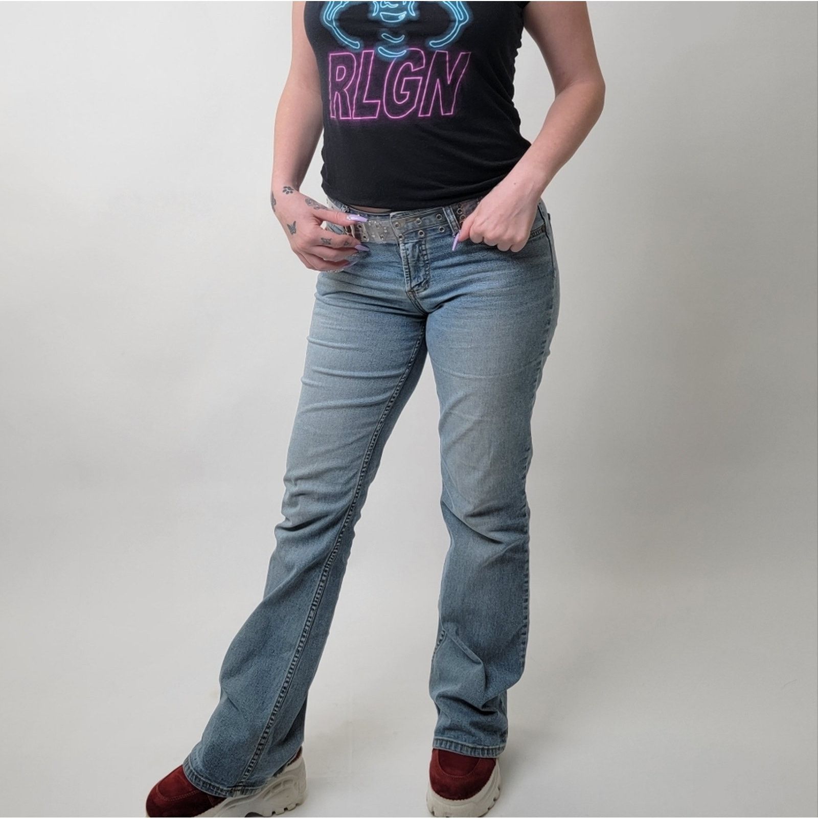Vintage Vintage Y2K Flare low rise light wash Paris Blues Jeans - 9 Size 29" - 10 Thumbnail