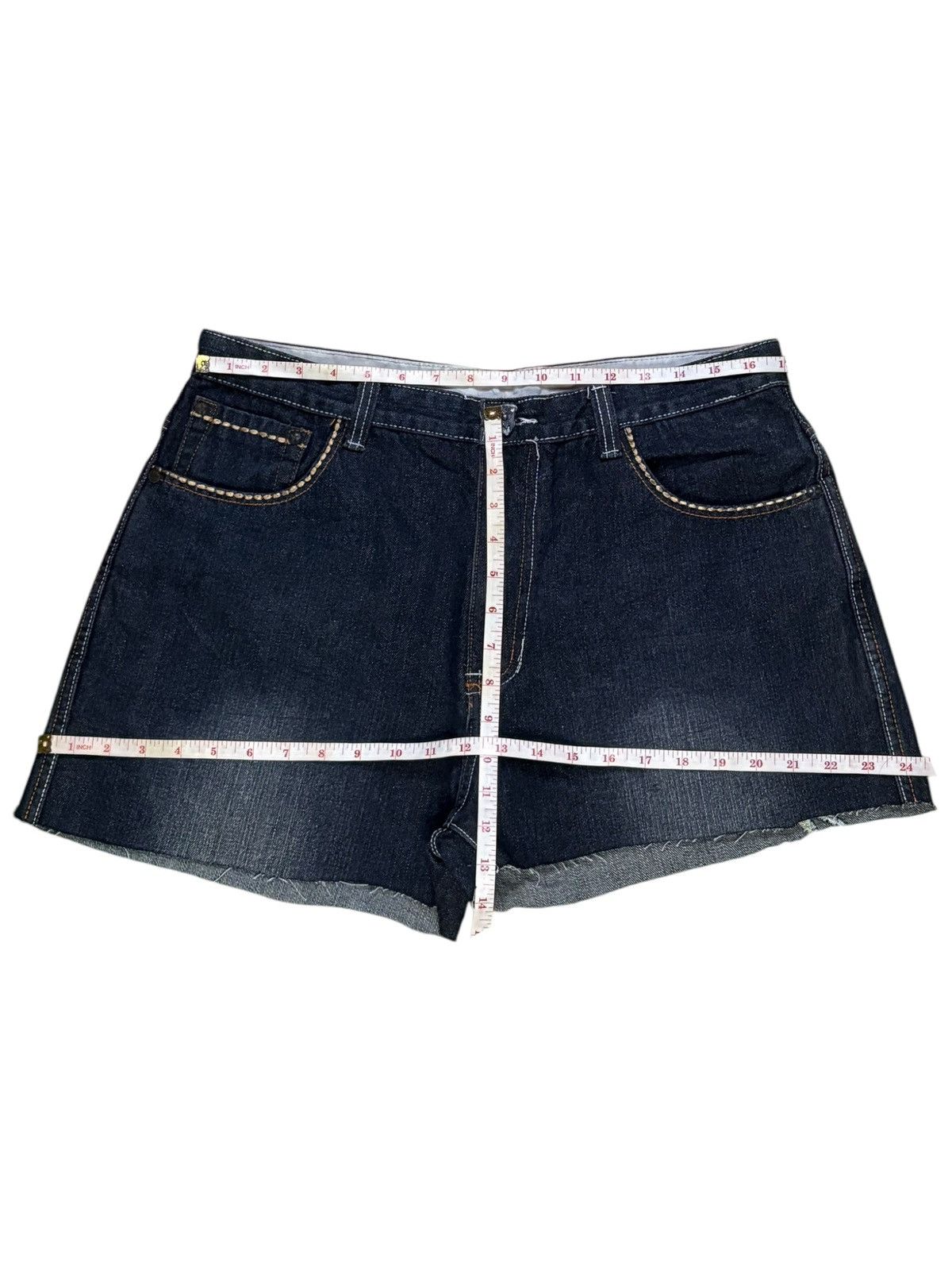 Black Label × Japanese Brand Vintage Black Label Spell Out Embroidery Jean Shorts Size 34" / US 12 / IT 48 - 12 Thumbnail