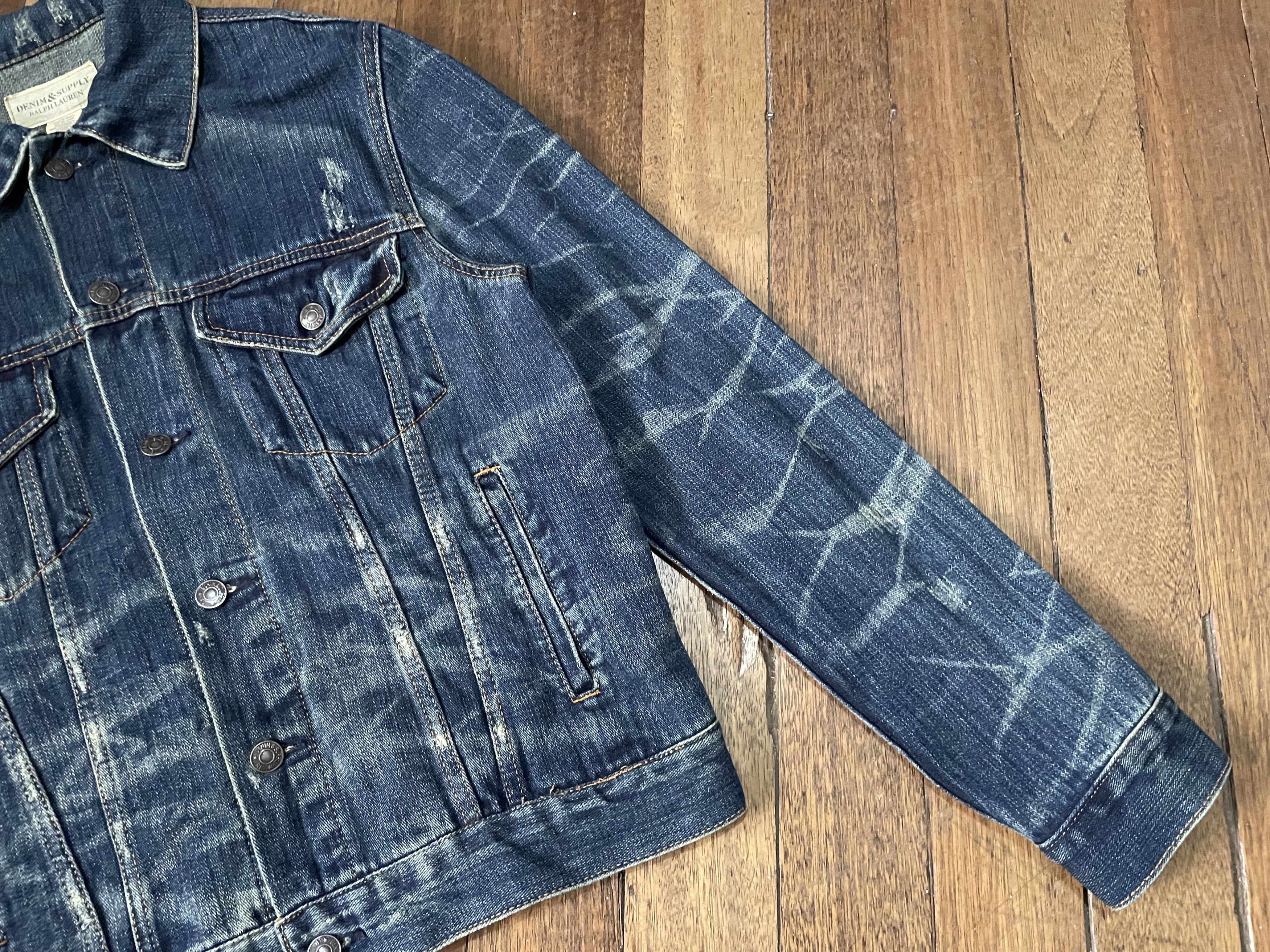 Denim & Supply Ralph Lauren Denim Trucker Jacket - American Flag Damage Patch Size US L / EU 52-54 / 3 - 5 Thumbnail
