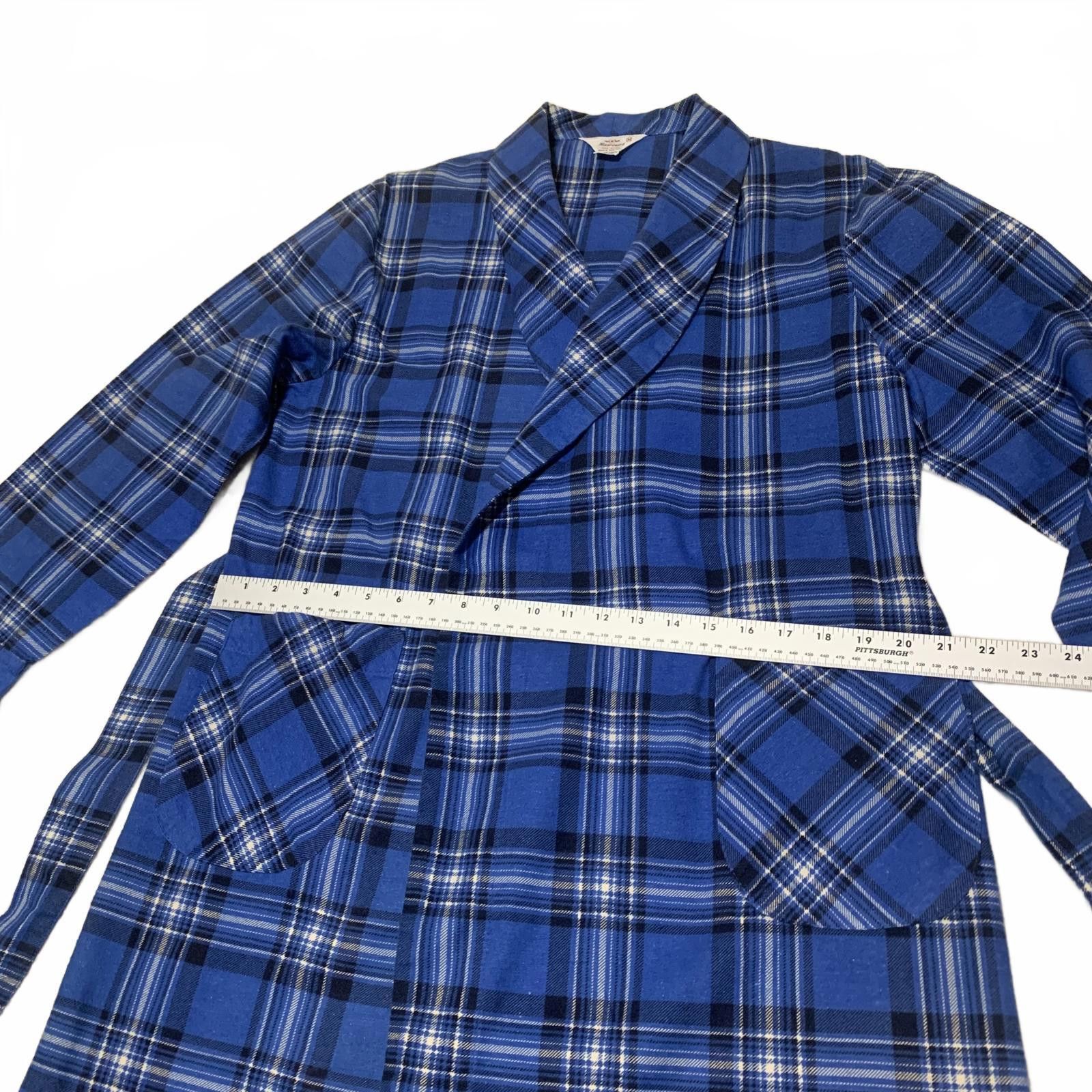 Other VTG 90s Harecourt Men's M Blue Plaid Cotton Robe with Belt Size ONE SIZE - 8 Thumbnail