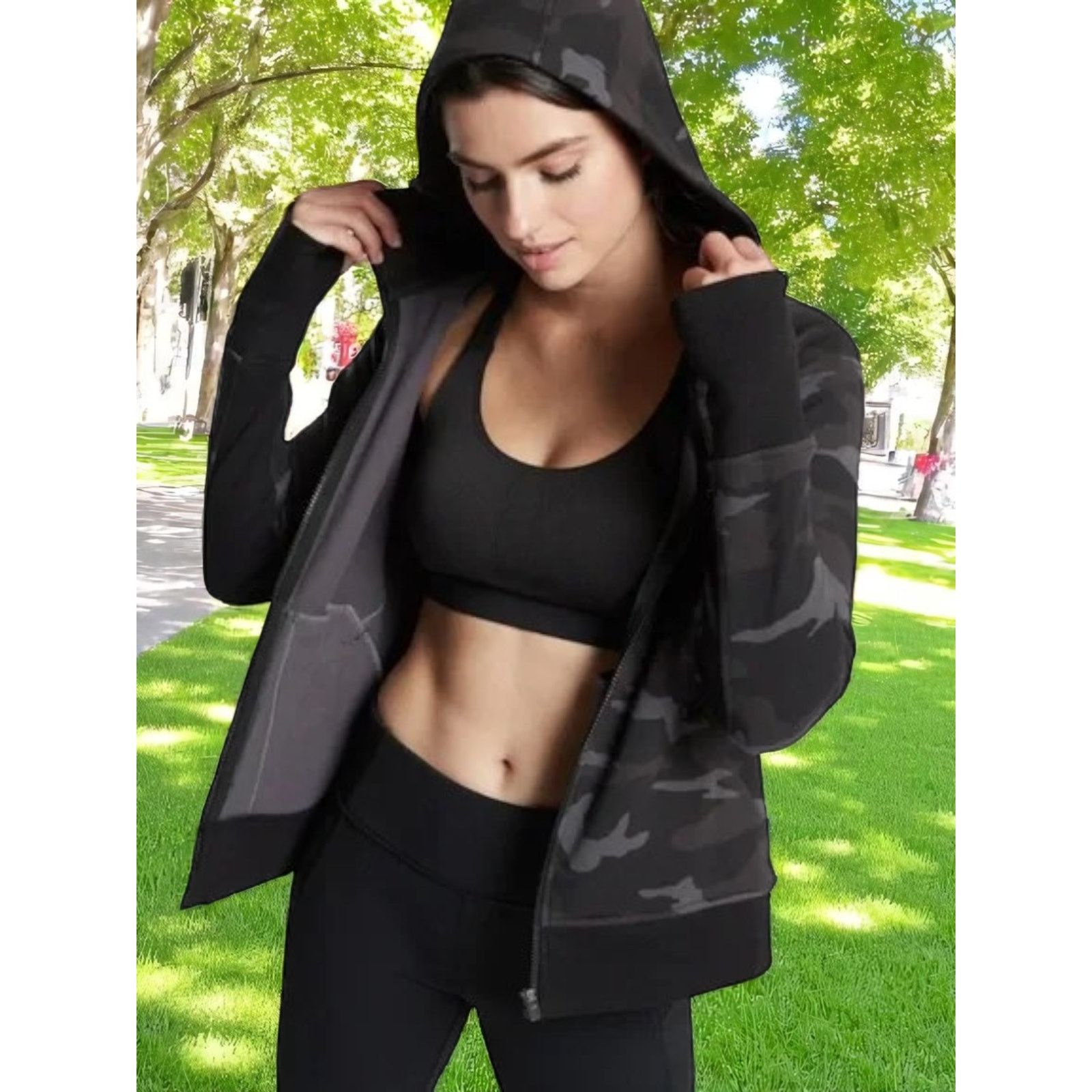Athleta Athleta Triumph Printed Hoodie - Black Camo - Size XS - NWT Size XS / US 0-2 / IT 36-38 - 5 Thumbnail