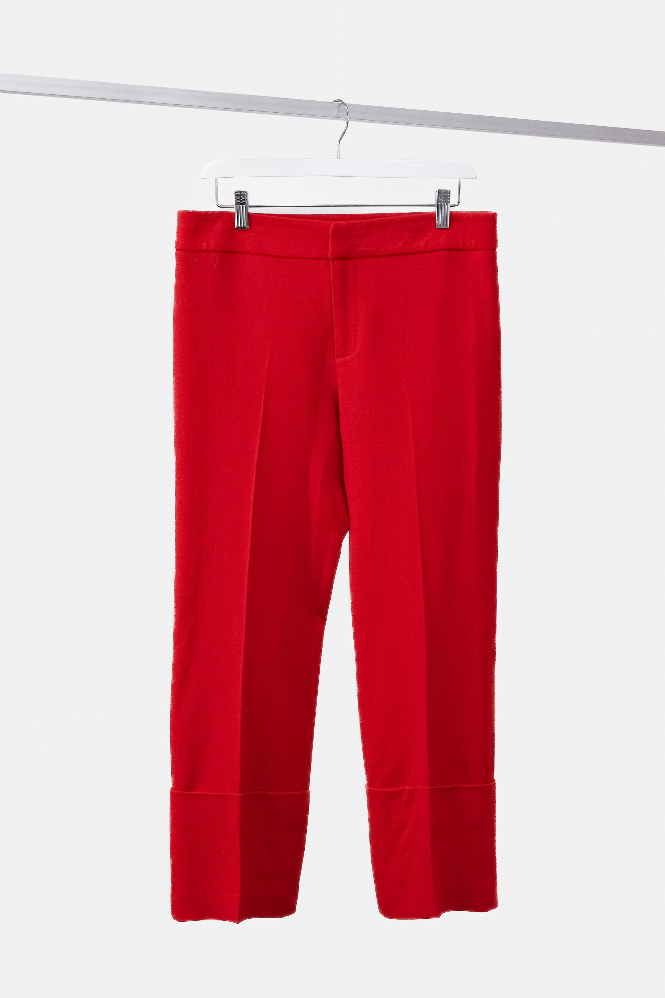 image of Smythe Red Wool Cuffed Trousers, Women's (Size 27)