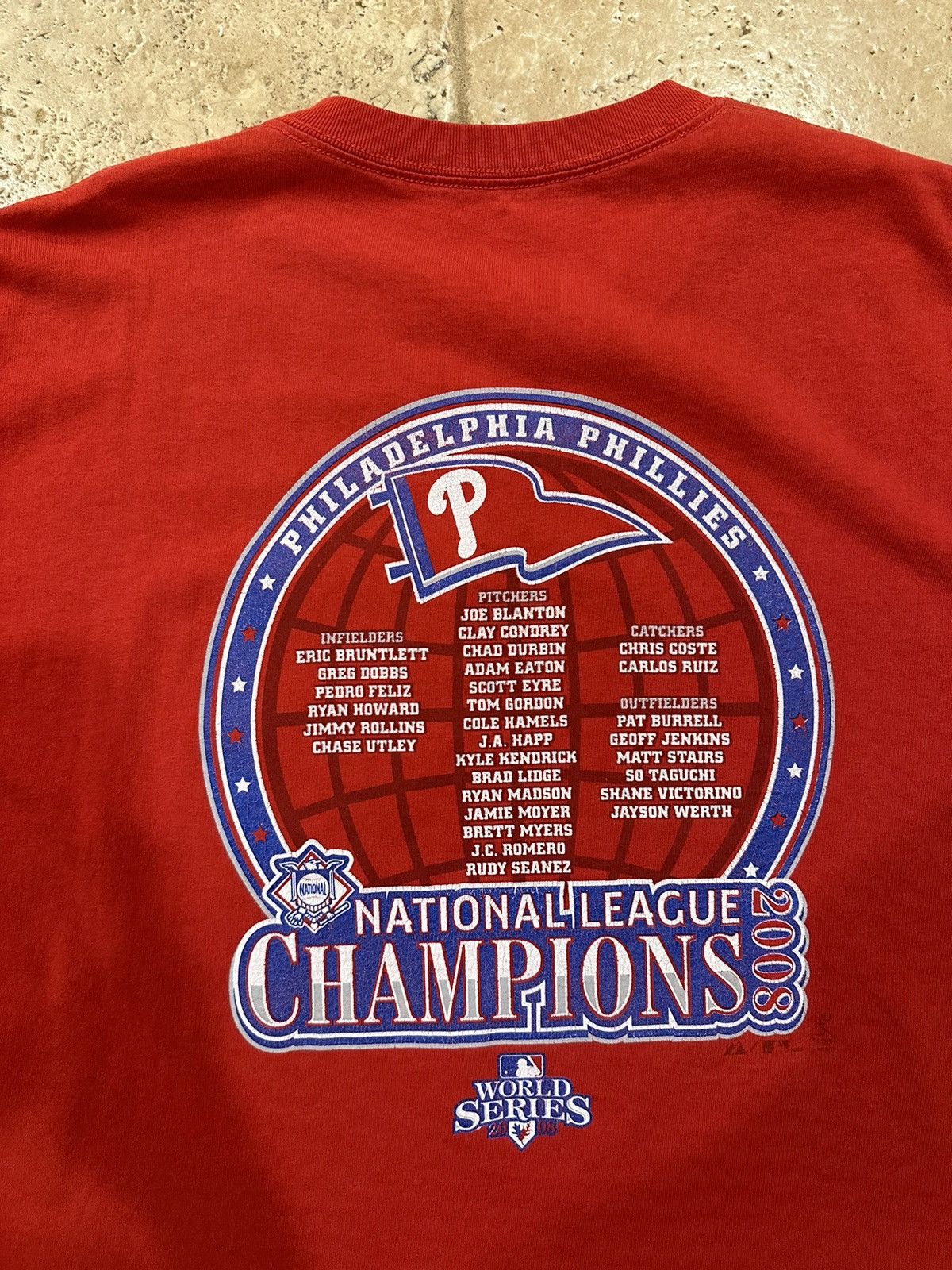 MLB × Majestic × Vintage Vintage Majestic MLB Phillies 2008 World Series Red T-Shirt Size US XXL / EU 58 / 5 - 10 Thumbnail