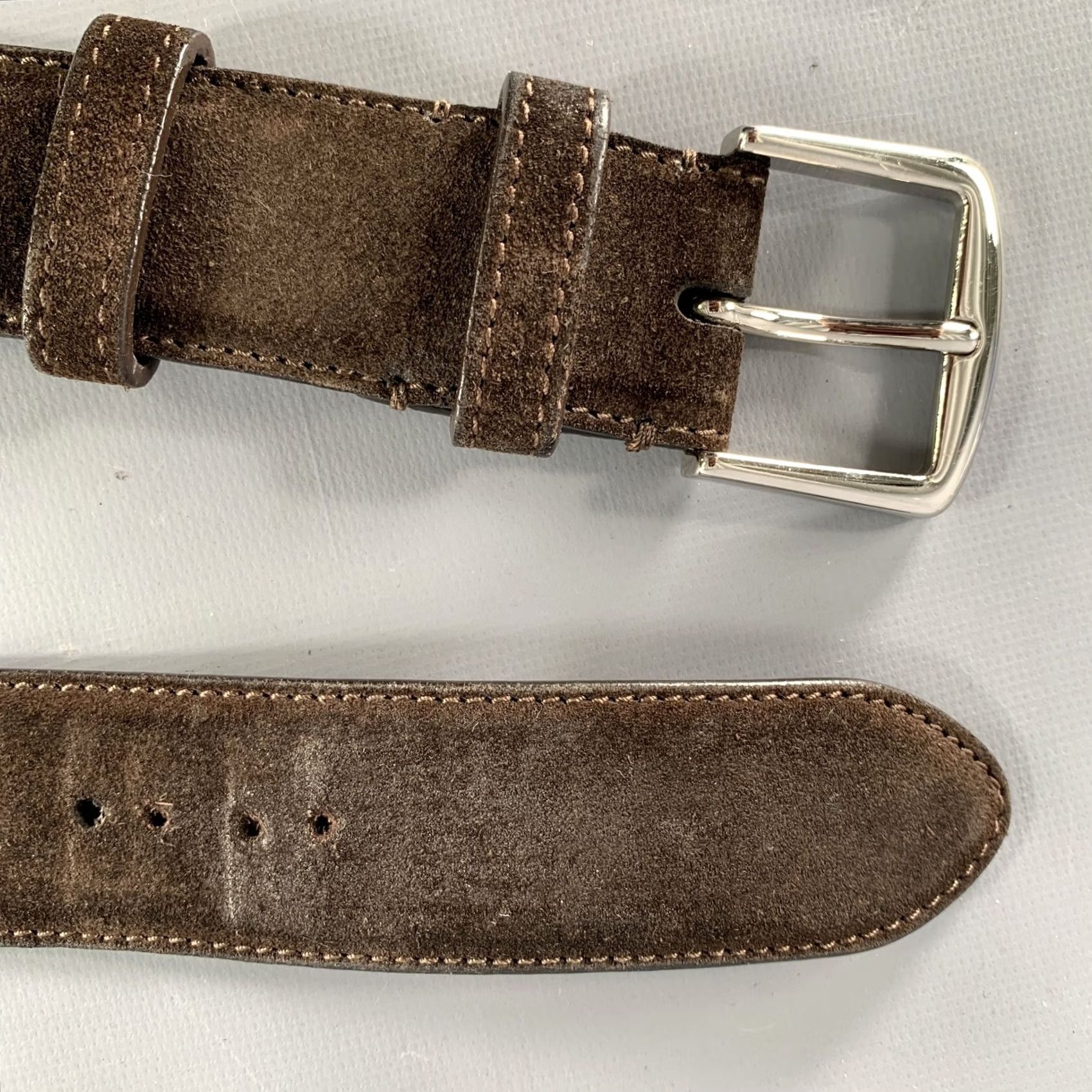 Loro Piana LORO PIANA Belt Dark Brown Silver Suede Belt Size 38 Men Adult Size 38 - 7 Thumbnail