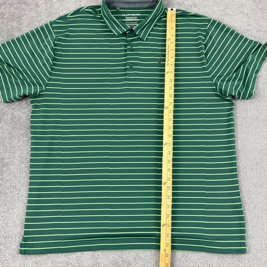 Under Armour Under Armour Polo Shirt 2XL Green Striped Neon Performance Golf Sports Mens Size US XXL / EU 58 / 5 - 5 Thumbnail