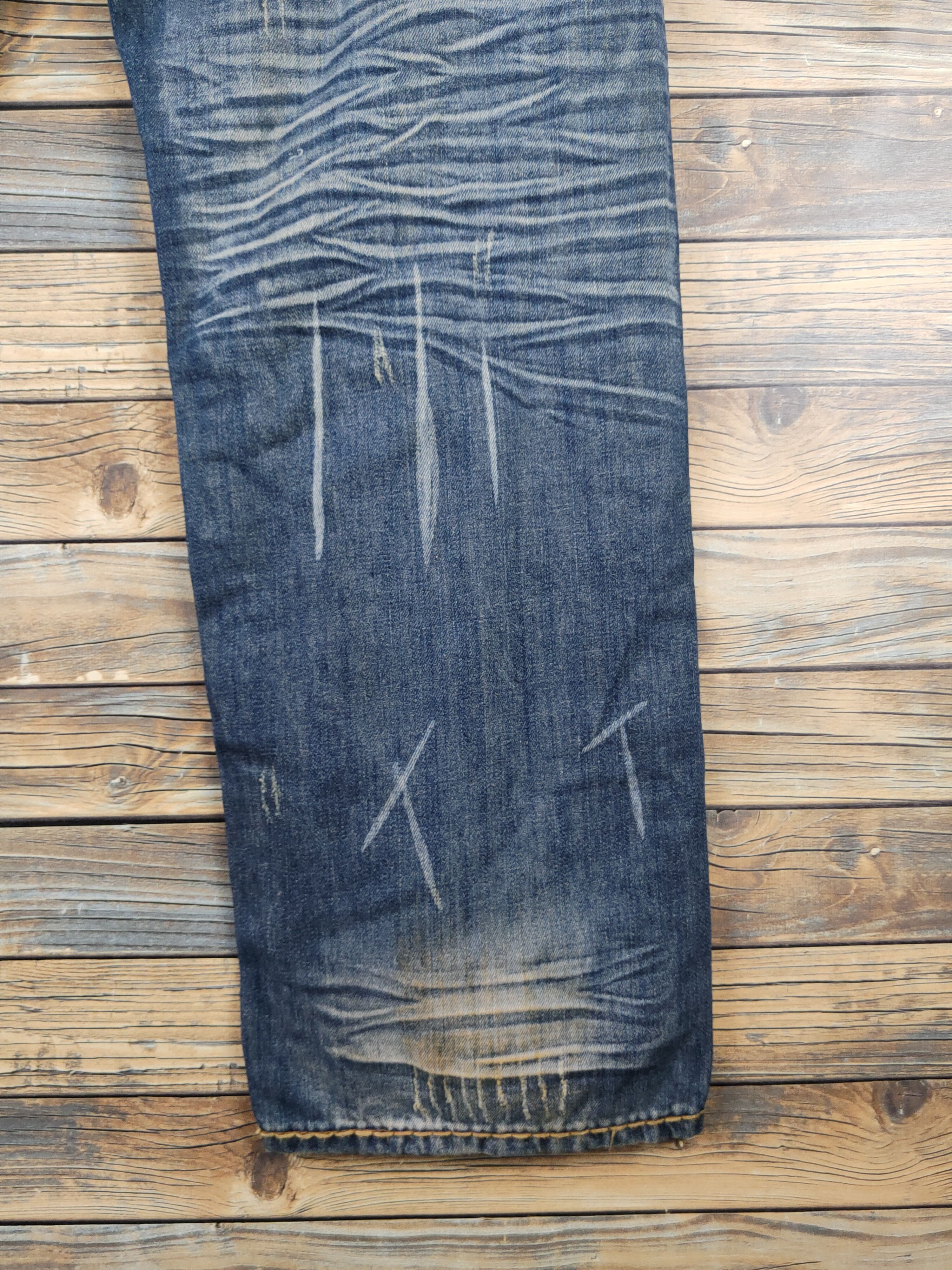 Japanese Brand DL Cstar Blue faded vintage Distressed Ripped Jeans #380 Size US 40 / EU 56 - 14 Thumbnail