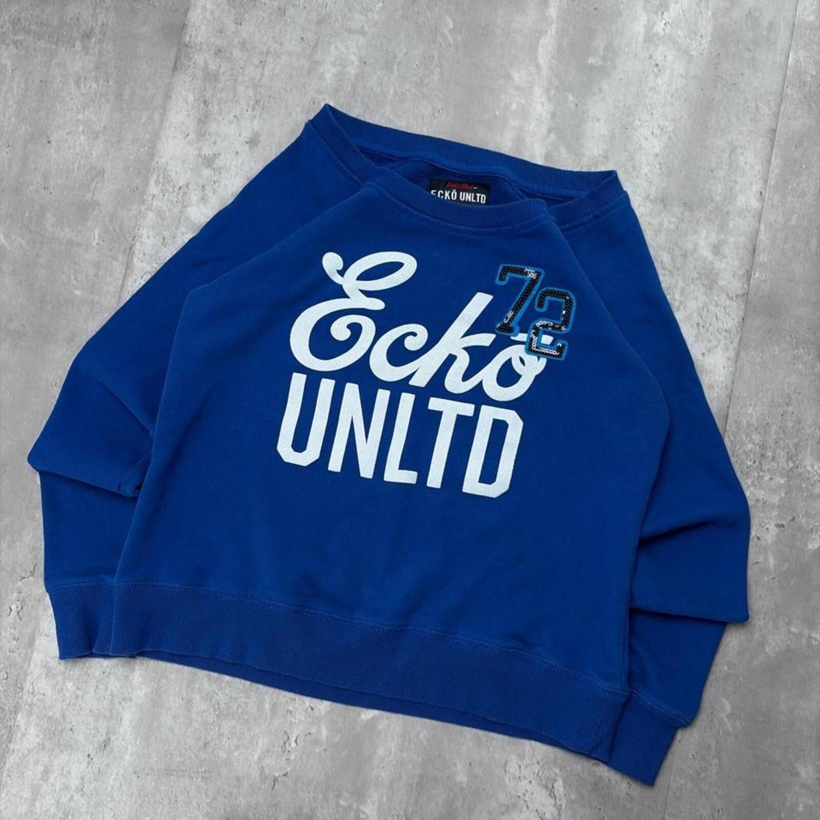 Ecko Unltd. Y2K Blue Ecko Unltd Grunge Skater Crewneck Sweater Size L / US 10 / IT 46 - 2 Thumbnail