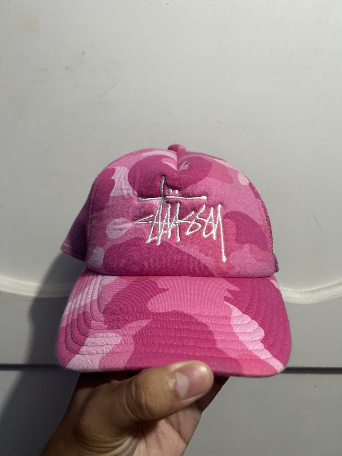 Bape × Stussy BAPE X Stussy Trucker Cap 'PINK' OS PREOWNED | Grailed