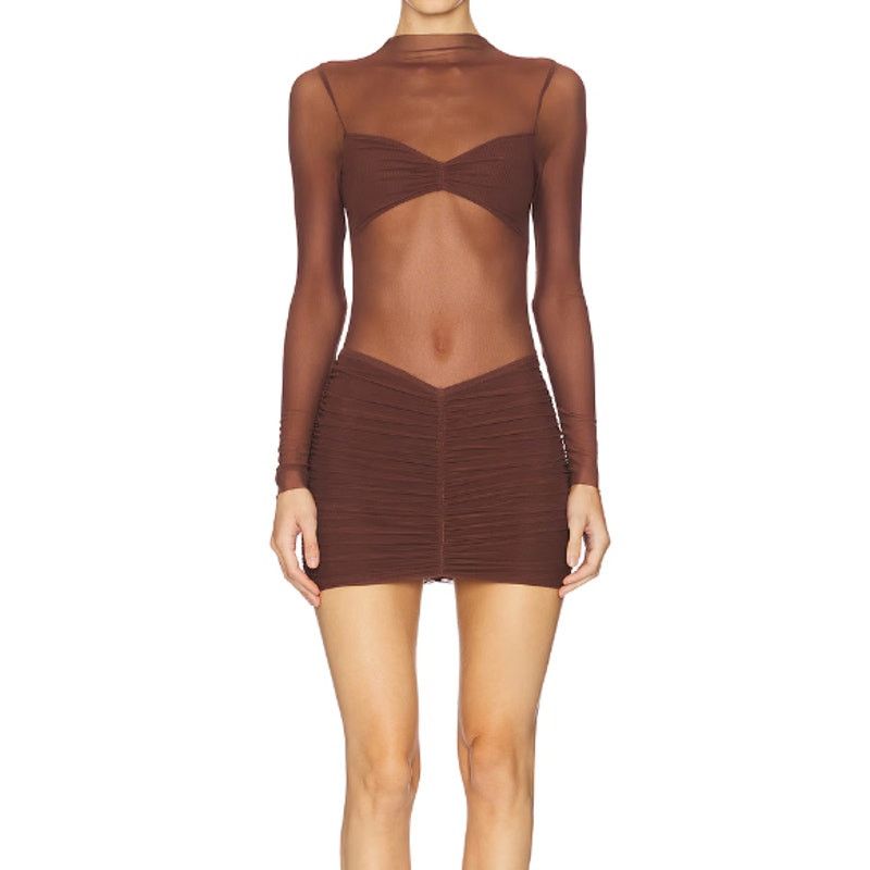 superdown Superdown Carolina Mini Dress in Chocolate, Size XXS Size XXS / US 00 / IT 34 - 1 Thumbnail