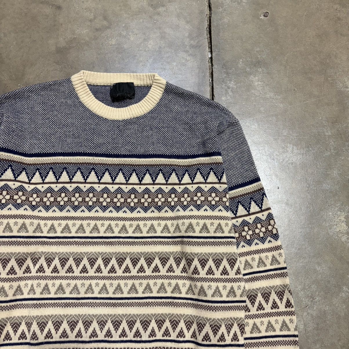 Vintage Vintage Fair Isle Striped Sweater Geometric Gary Reed 80s Size US L / EU 52-54 / 3 - 3 Thumbnail