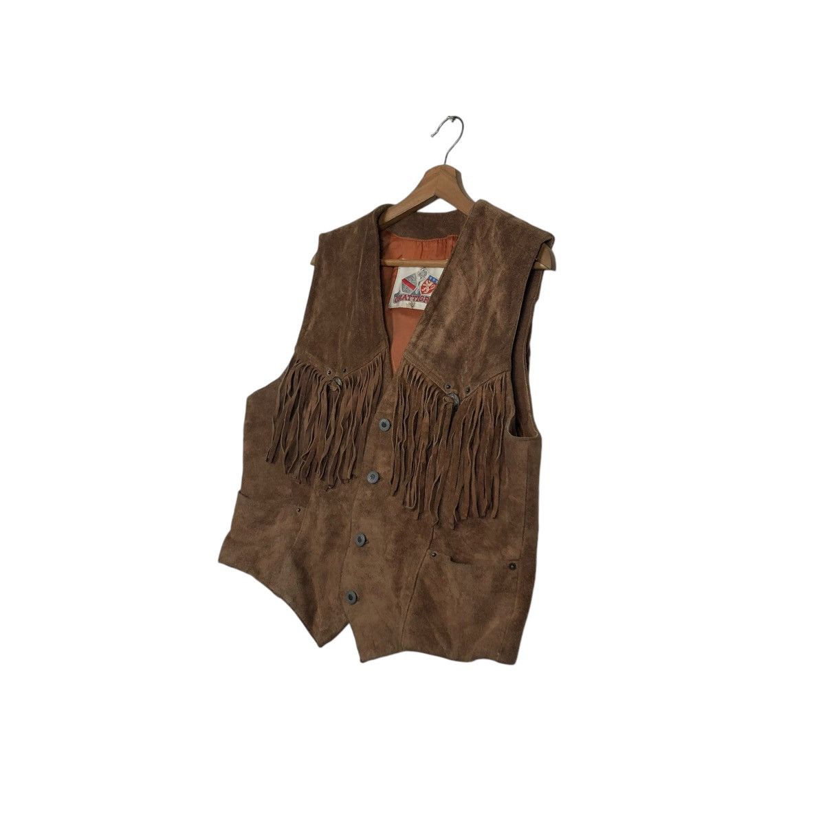 Japanese Brand 🔥VINTAGE VEST GENUINE LEATHER COWBOY DESIGN CHATTIGRE Size US M / EU 48-50 / 2 - 4 Thumbnail