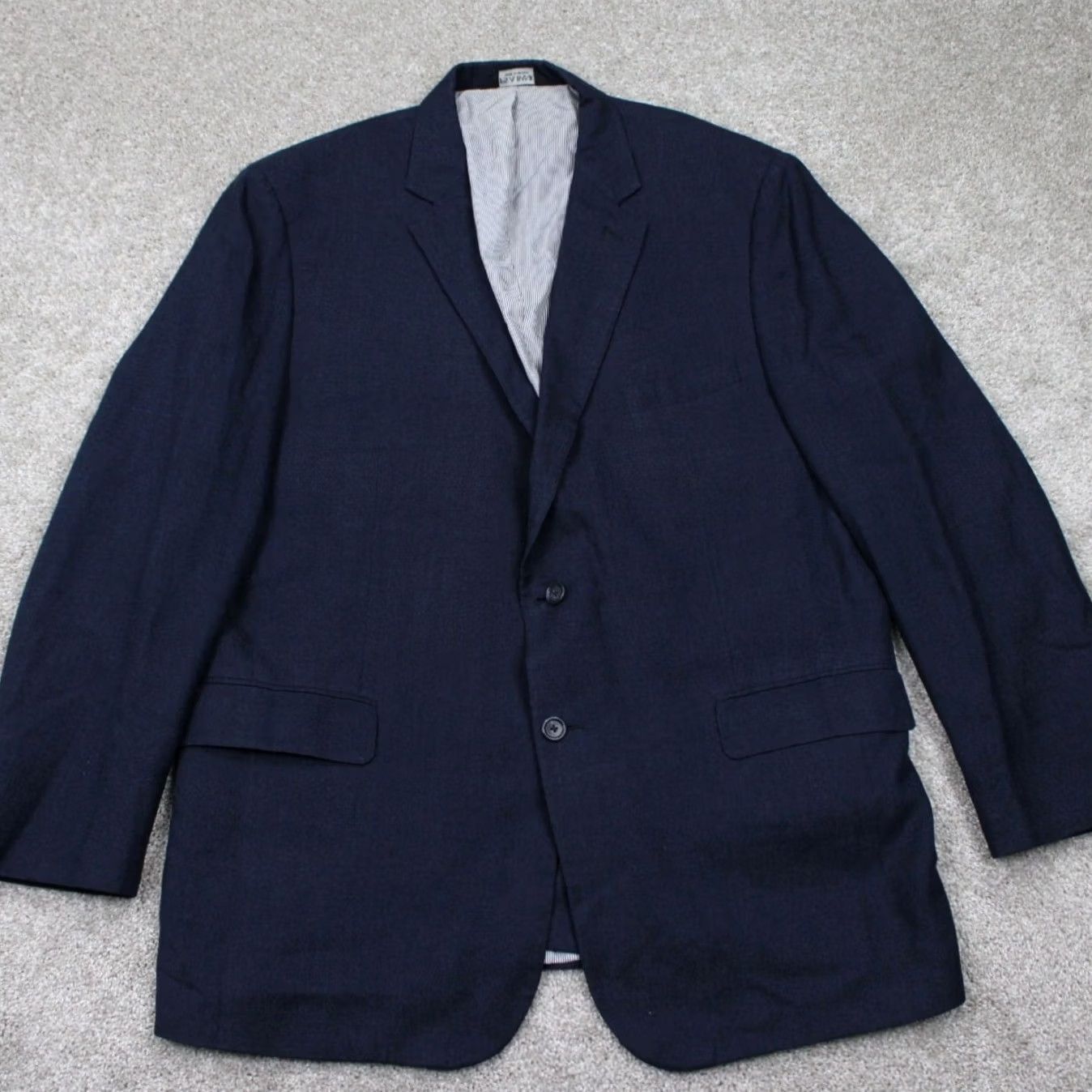 Jos. A. Bank Jos. A. Bank Sports Jacket Mens 46 Blue Linen/Wool Blend Notch Lapel 2-Button Single-Breasted Regular 52 Chest Suit Jacket Size 46R - 2 Thumbnail