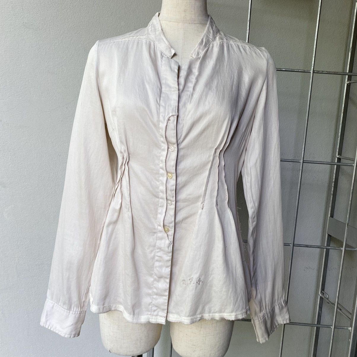Marithe + Francois Girbaud MARITHE + FRANÇOIS GIRBAUE Grey V-Neck Button-Up Shirt Size S / US 4 / IT 40 - 1 Thumbnail