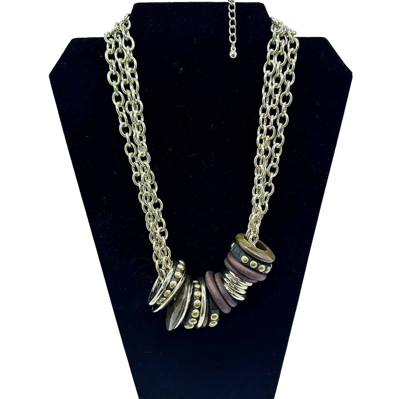 Chicos CHICO'S Jenny Neutral Faux Tortoise Shell and Wood Necklace Size ONE SIZE - 4 Thumbnail