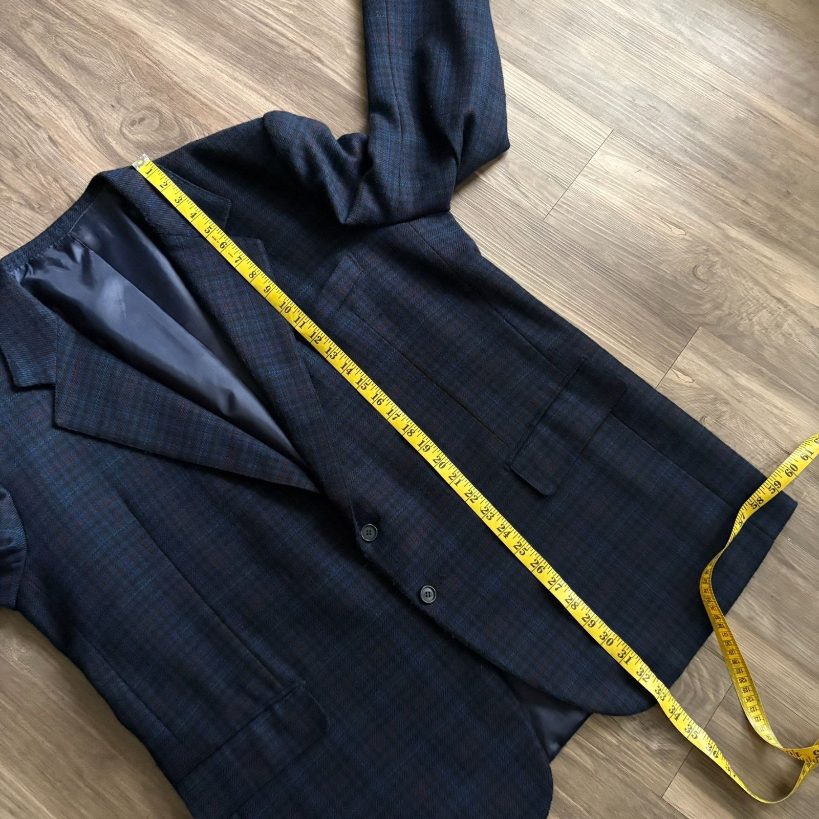 SCABAL Scabal Super 130s Wool Blue Plaid Blazer Men's Size 52R Size 52R - 7 Thumbnail