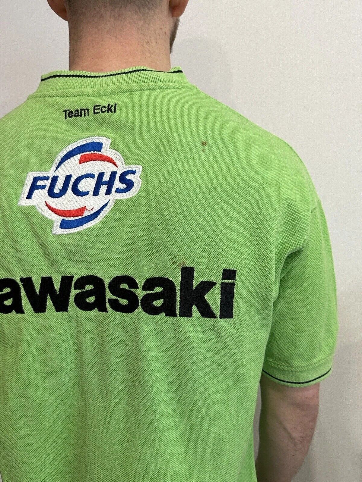 Vintage VINTAGE KAWASAKI RACING TEAM ECKL MOTO SHIRT FUCHS MENS S Size US S / EU 44-46 / 1 - 8 Thumbnail