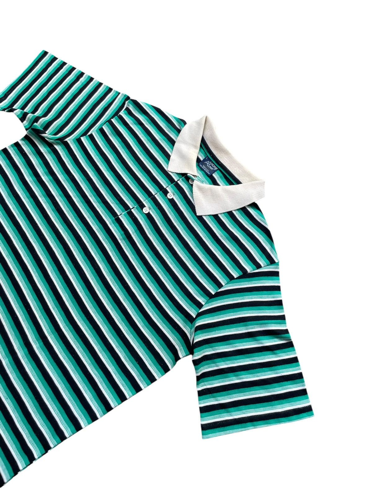 Vintage Vintage Andre Alain Stripes Polo Tshirt Size US M / EU 48-50 / 2 - 2 Thumbnail