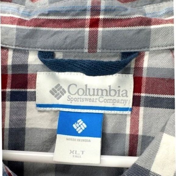 Vintage VINTAGE Columbia Shirt Men XLT Tall Grey Red Plaid Button Up Long Sleeve 100% Cotton NEW Size US XL / EU 56 / 4 - 4 Thumbnail