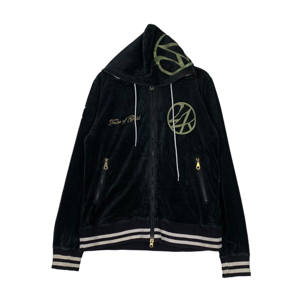 Japanese Brand 24 KARATS Tribe of Gold Velvet Zipper Hoodies #0802-C36 Size US M / EU 48-50 / 2 - 2 Thumbnail