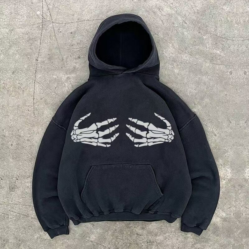 Japanese Brand Black washed retro hand print hoodie y2k Size US M / EU 48-50 / 2 - 1 Thumbnail