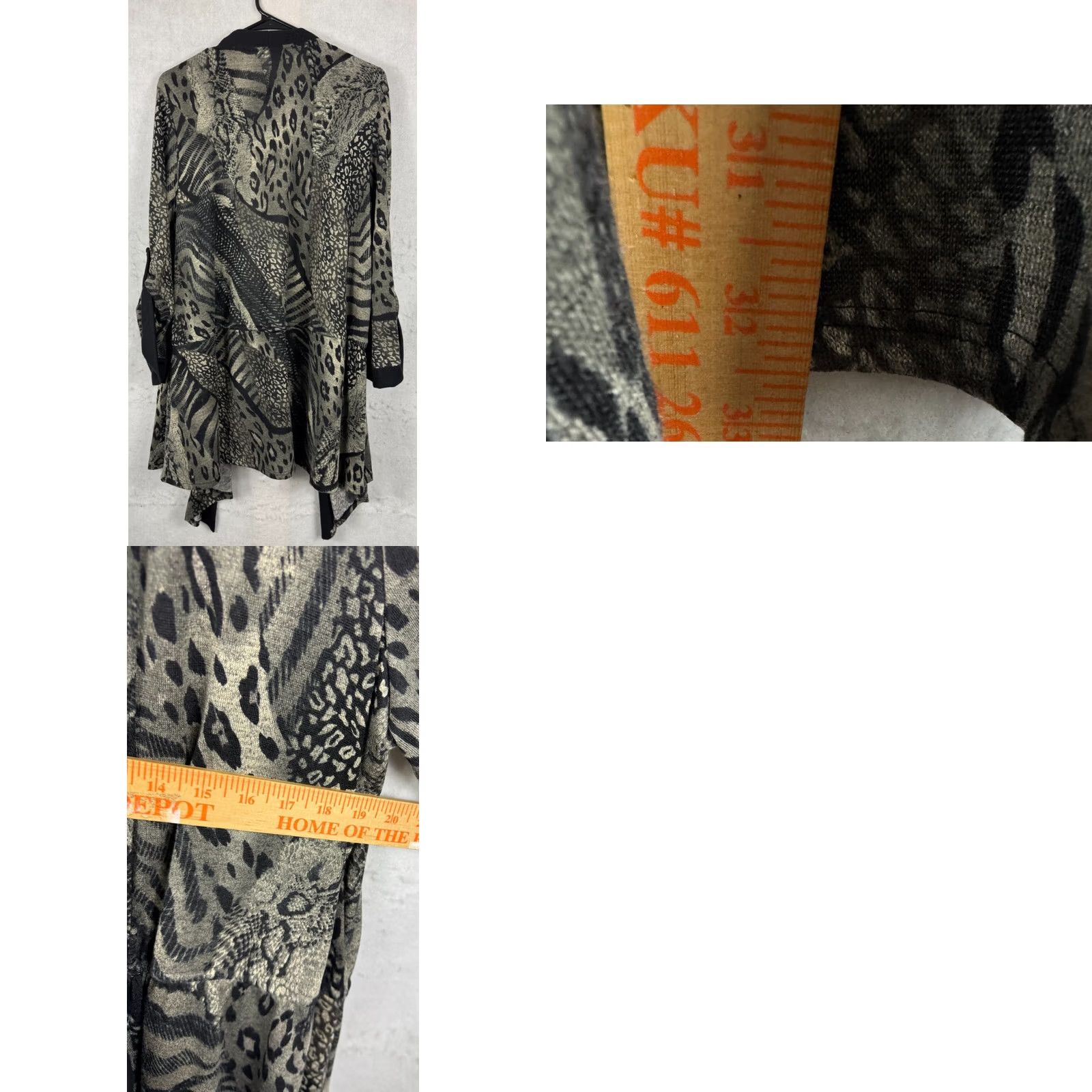 Vintage VINTAGE Attitudes by Renee USA Cardigan Duster Belted Black Cat Animal Women Large New Size L / US 10 / IT 46 - 8 Thumbnail