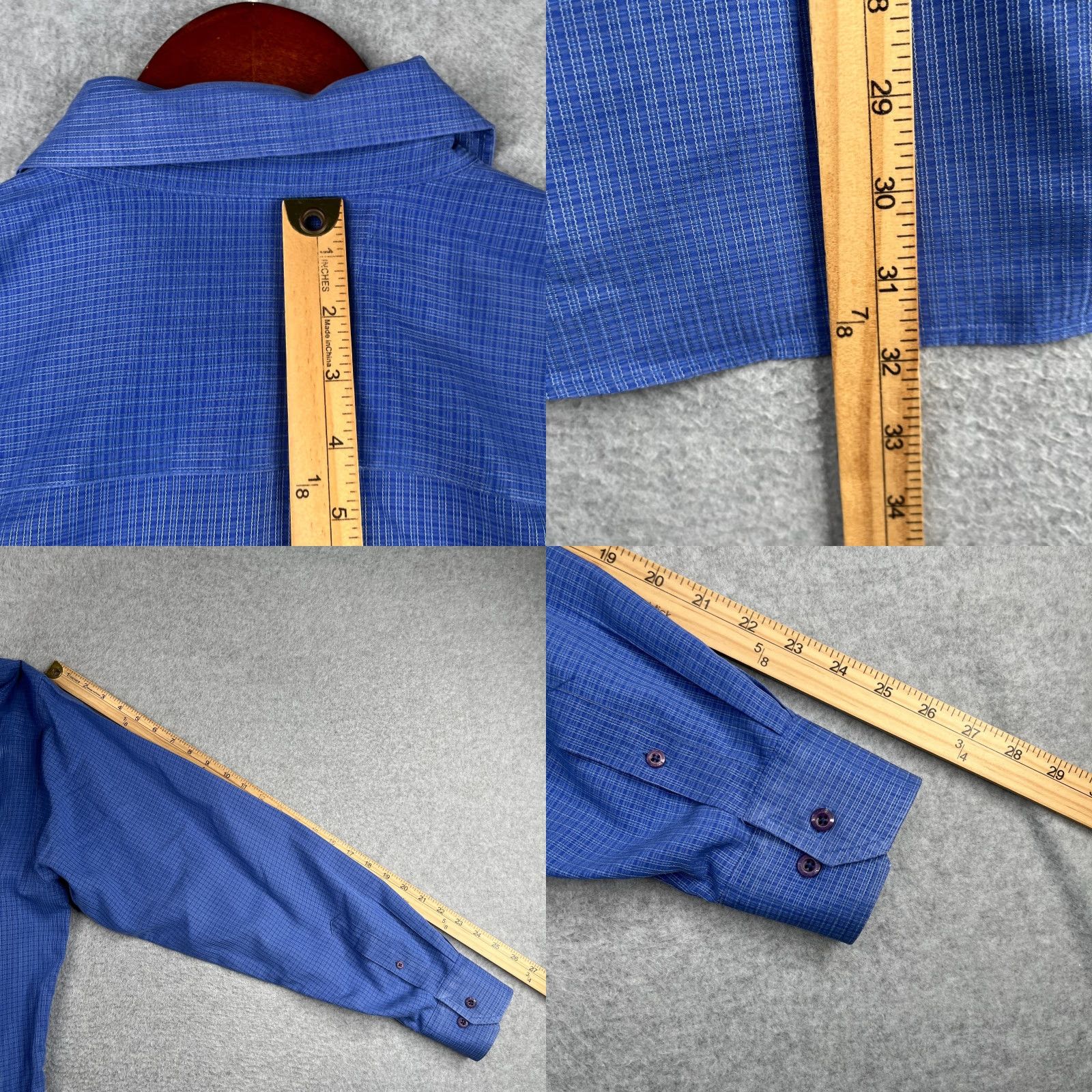 BUGATCHI BUGATCHI UOMO Shirt Blue Check Long Sleeve Mens L Button-Up Casual Size US L / EU 52-54 / 3 - 8 Thumbnail
