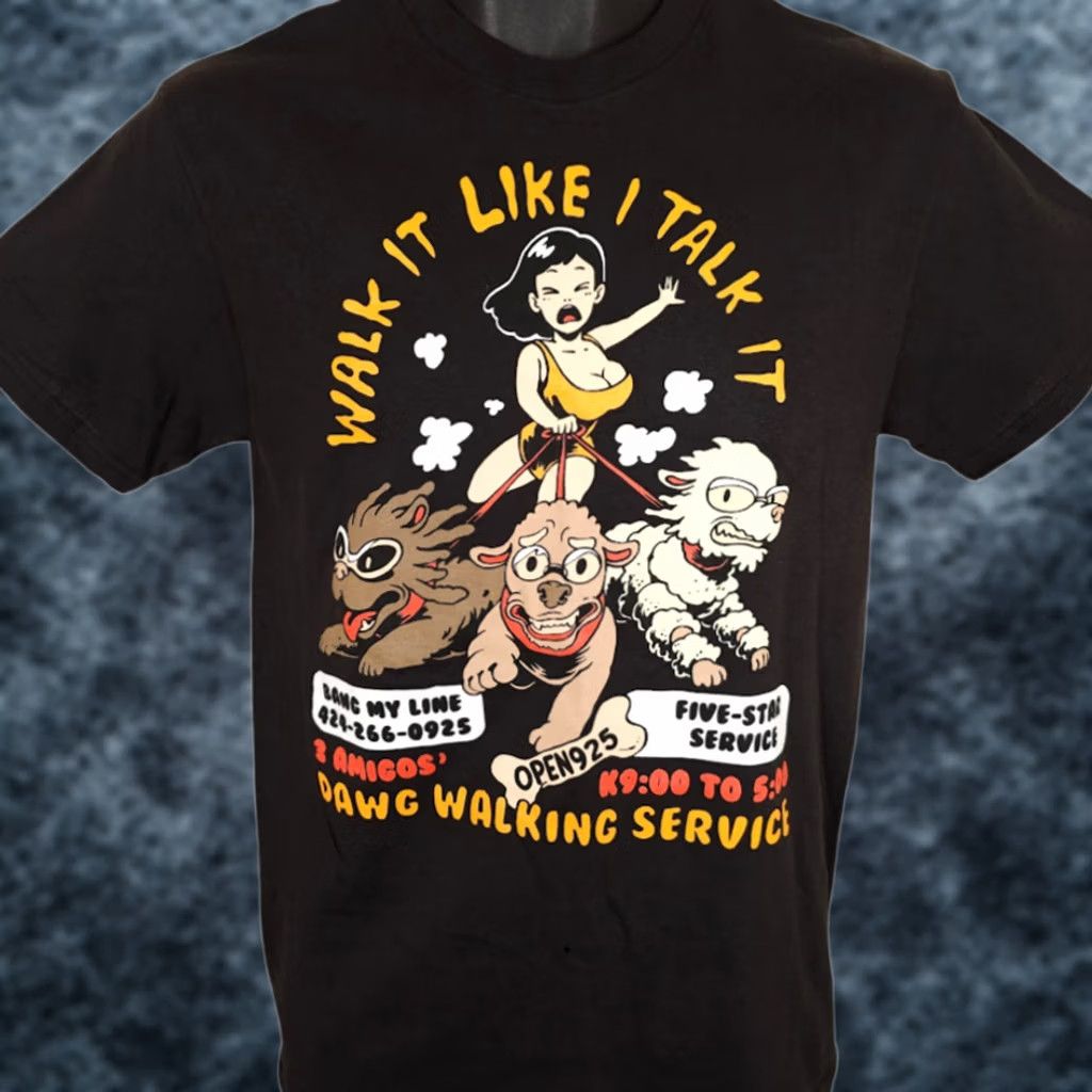 Vintage Dog Walker T Shirt Mens Size Small Black Walk It Like I Talk It Three Amigos Open 925 Size US S / EU 44-46 / 1 - 1 Thumbnail
