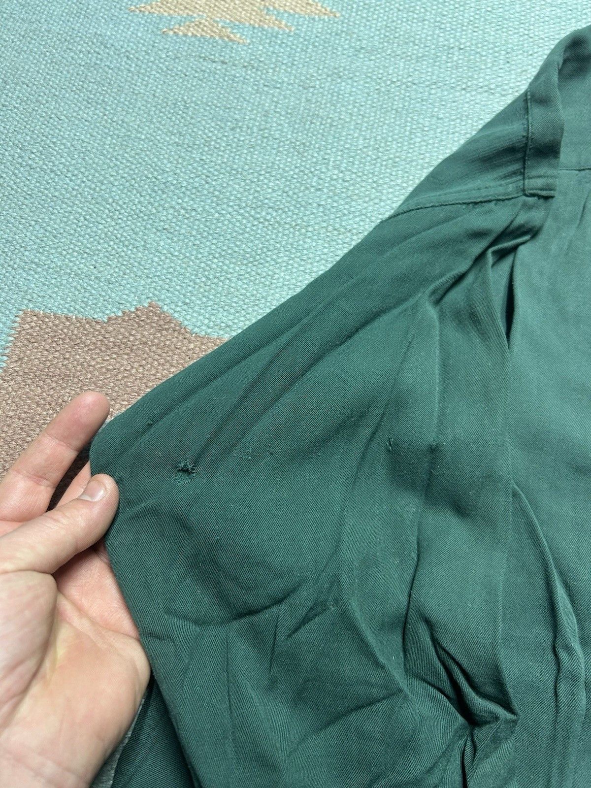 Vintage Vtg 1940s rayon gabardine button shirt forest green medium Size US M / EU 48-50 / 2 - 10 Thumbnail