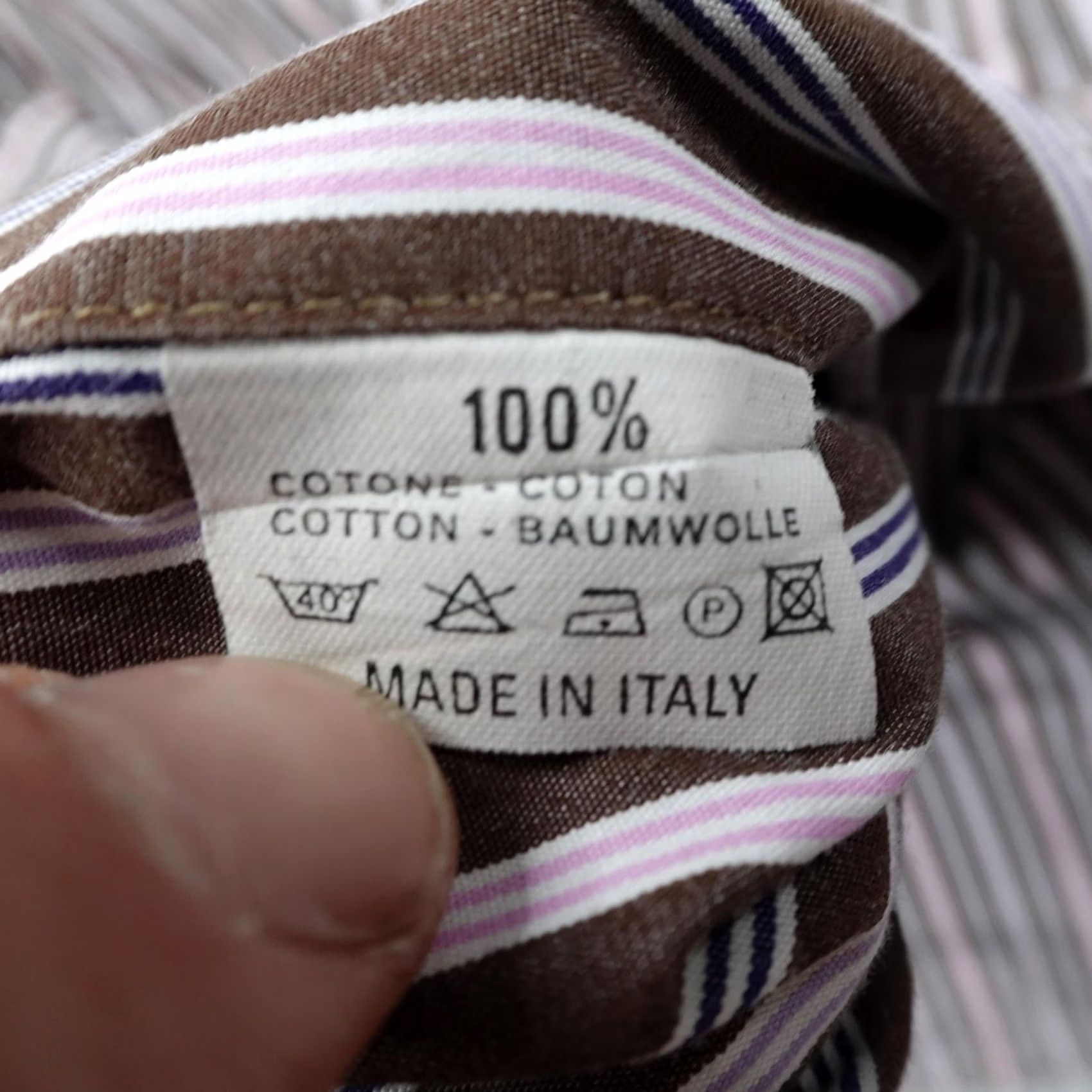 Etro ETRO Shirt Mens XL Brown Size Pink Stripes Dress Button Cotton Italy Size 46R - 5 Thumbnail