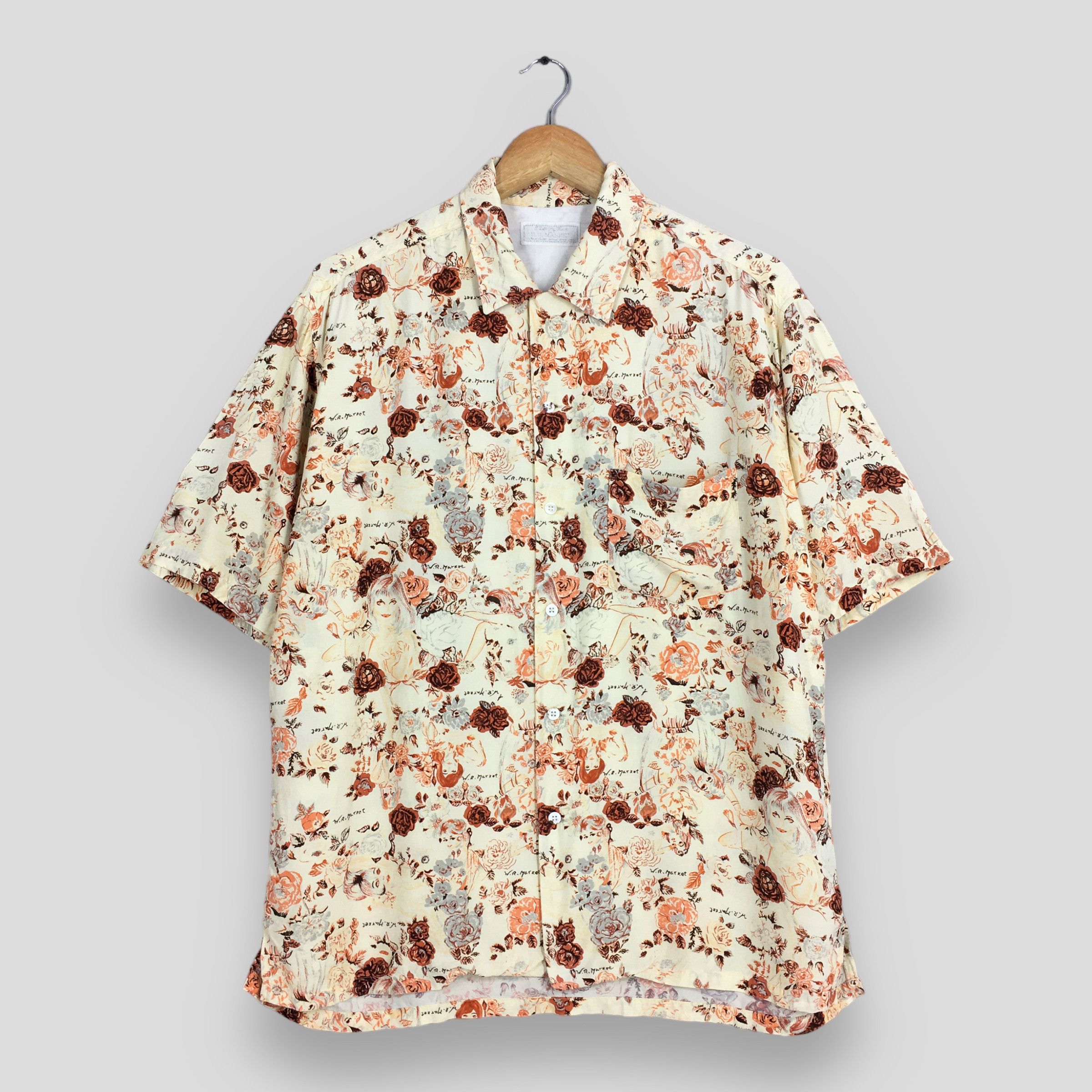 HOLLYWOOD RANCH MARKET × Japanese Brand Vintage HR Market Japan Hawaiian Flower Rayon Shirt Large Size US L / EU 52-54 / 3 - 1 Thumbnail